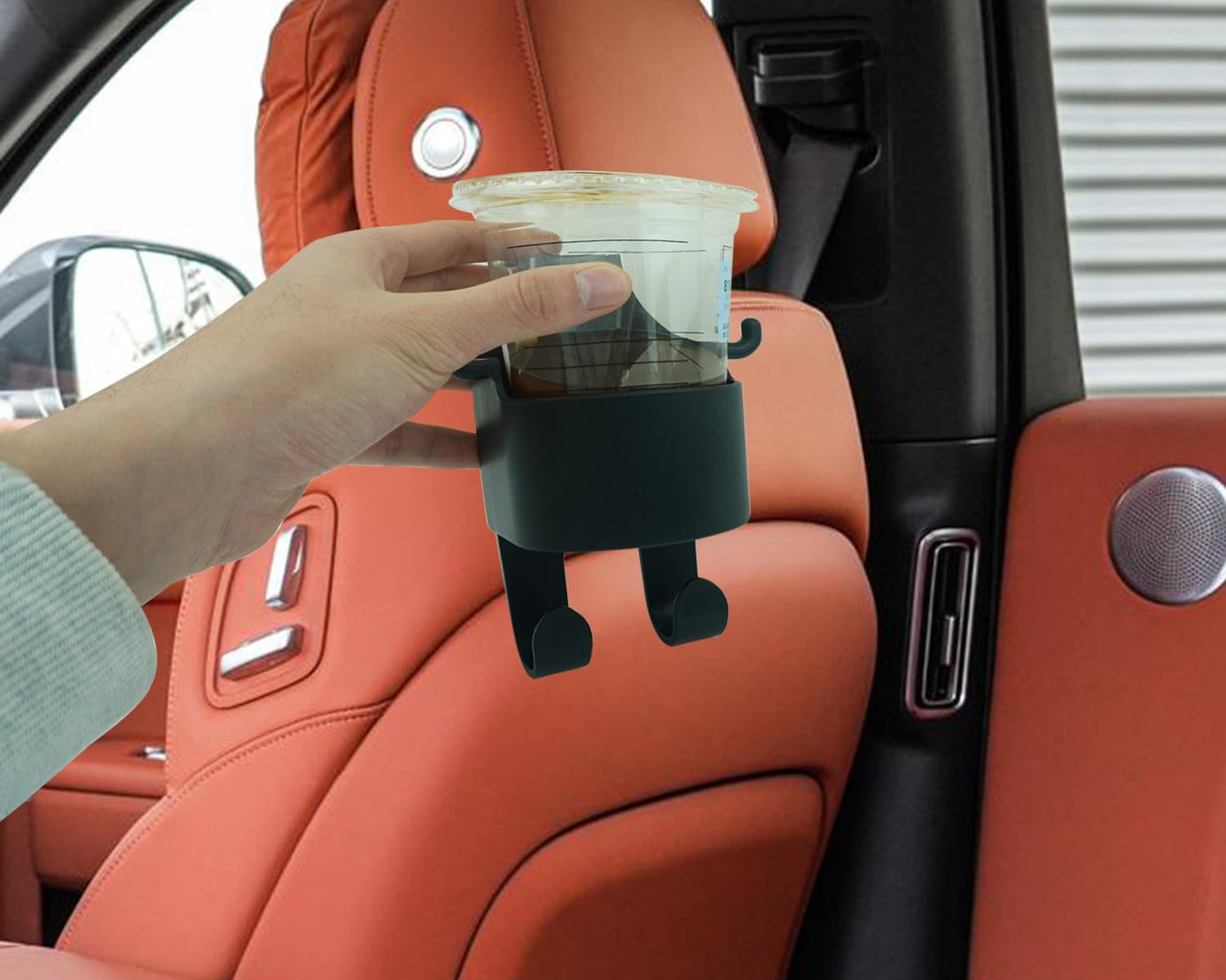 Car Headrest Backseat Organizer, 3 in 1 Automotive Cell Phone Drink cupholder Adapter with Headrest Hooks for Kids and Adults, Multifunctional Storage for Car Travel Accessories