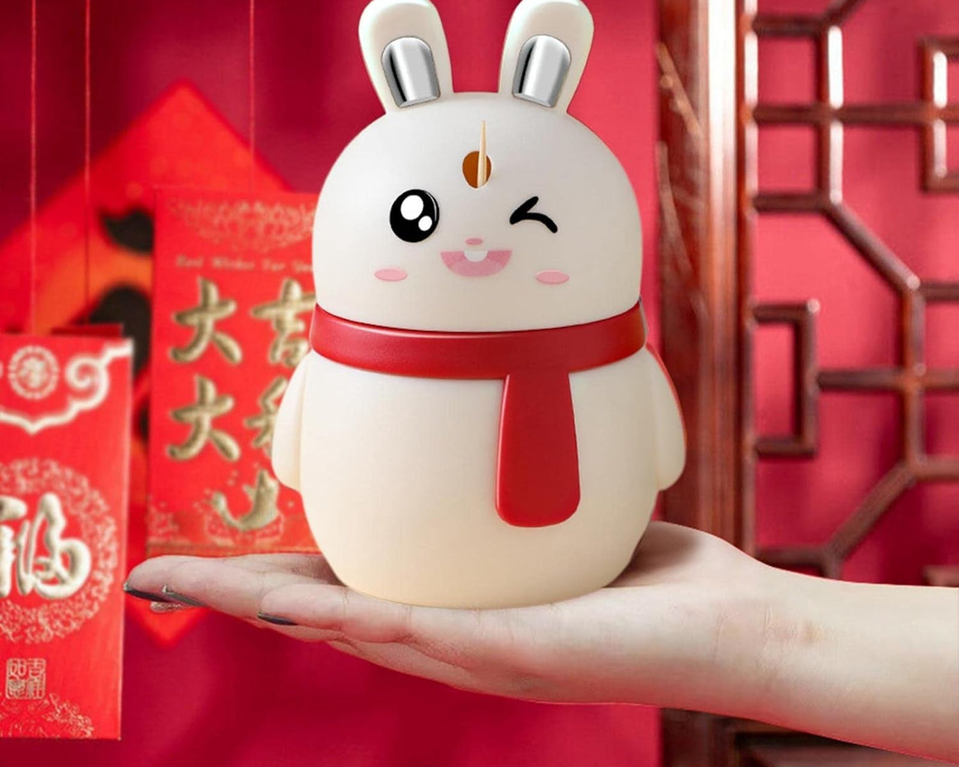 Rabbit Shape Toothpick Dispenser Pressing Small Size Accessory Durable Red | Home & Garden | Kitchen, Dining & Bar | Kitchen Storage & Organization | Racks & Holders Dining Room Table Decoration (1 Pc )