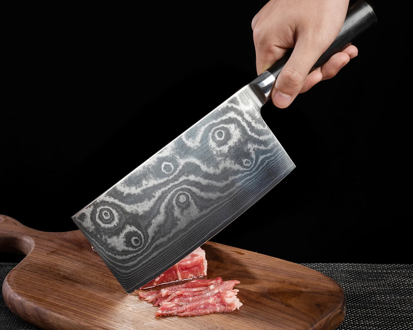 5735 Stainless Steel Chef Damascus Cleaver Vegetable Knife with Plastic Handle & Cover, Multipurpose Use for Kitchen or Restaurant (12 Inch)