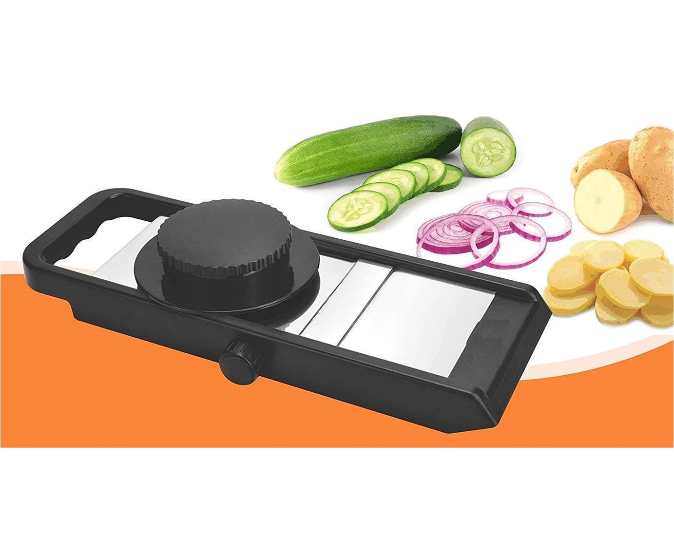 Black/silver adjustable slicer, Ganesh, plastic, 1-piece.