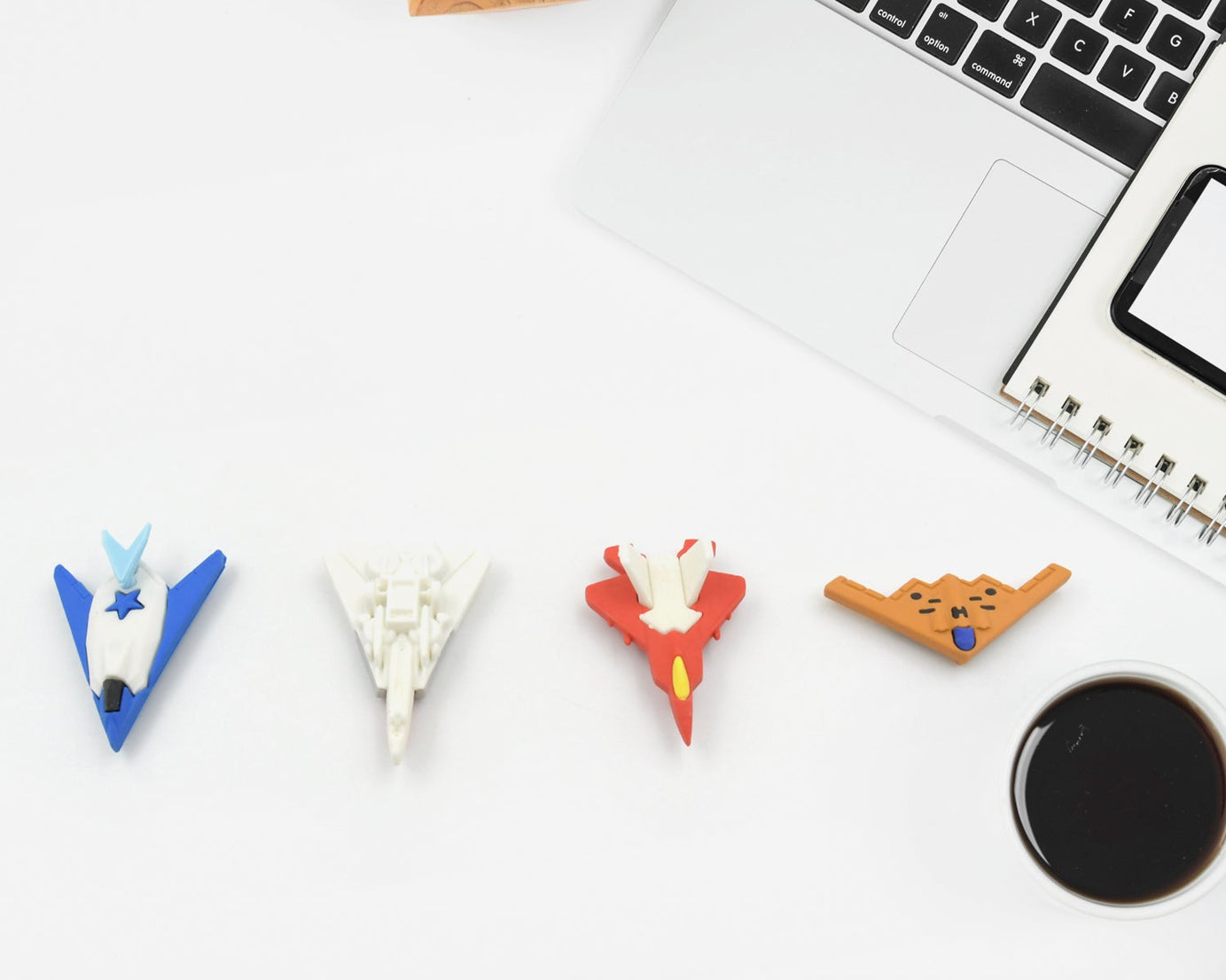 Fun Erasers for Kids: Gun & Plane Shapes (4-Pack, Gift Set)