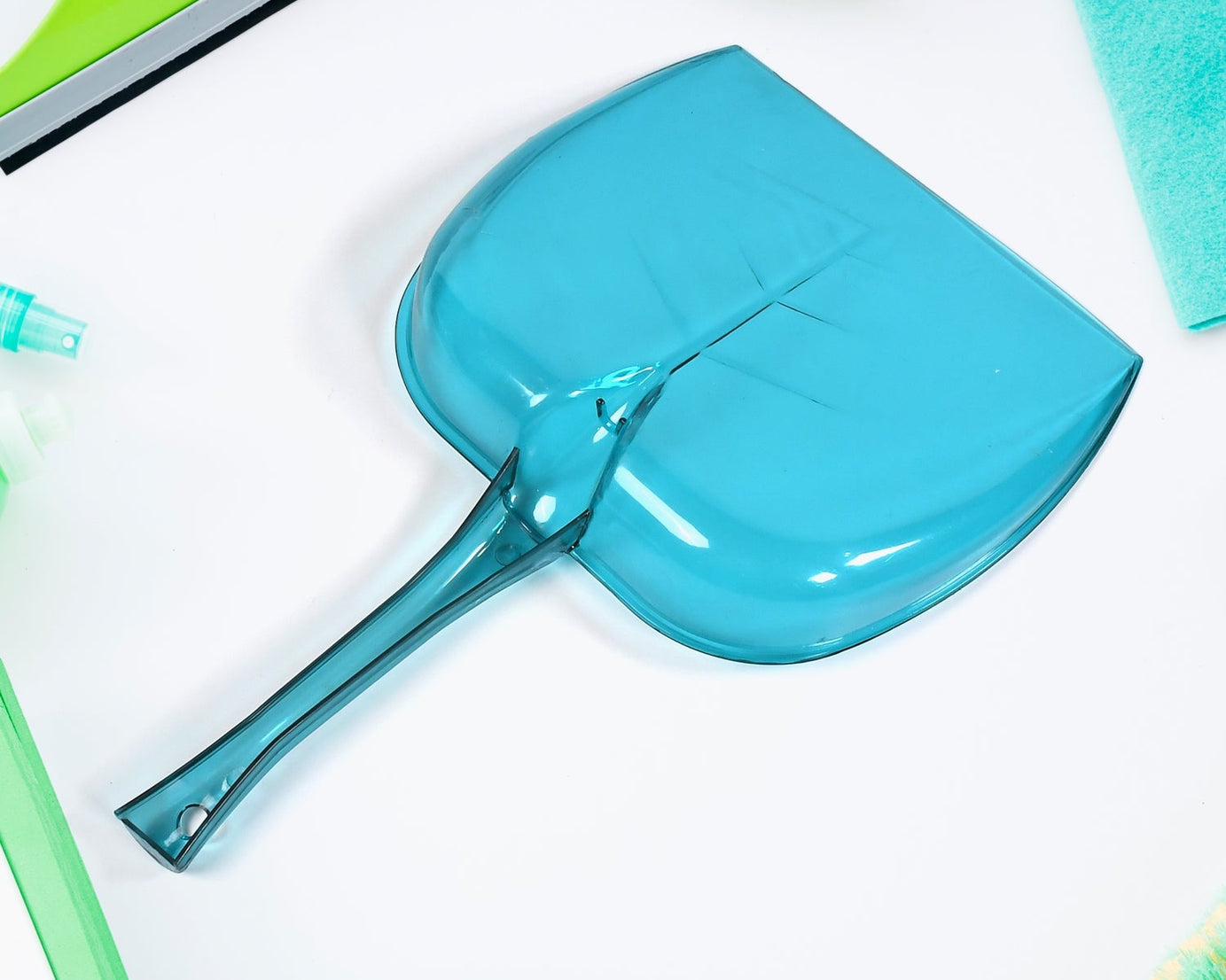 Large plastic dustpan with long handle