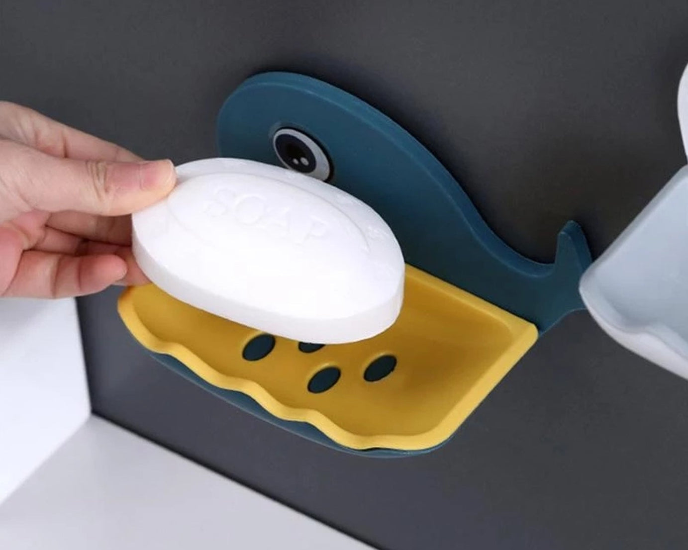 Fish-shaped soap holder, double-layer, wall-mounted