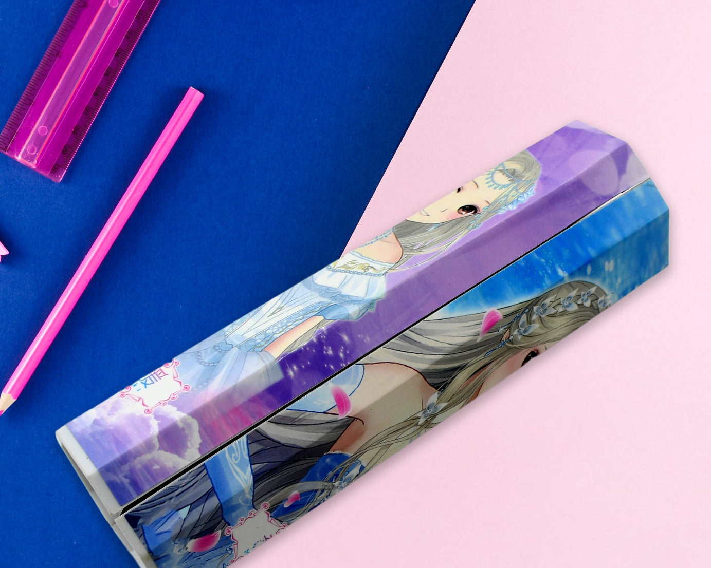 12 in 1 Compass Box, Geometry Box 2 Compartment, Pencil Box with 1 Calculator, 1 Mirror, Pen Refill 2 Black, 2 Blue, 2 Red, 2 Marker for Boys Art Plastic Pencil Box for Girls and Boys