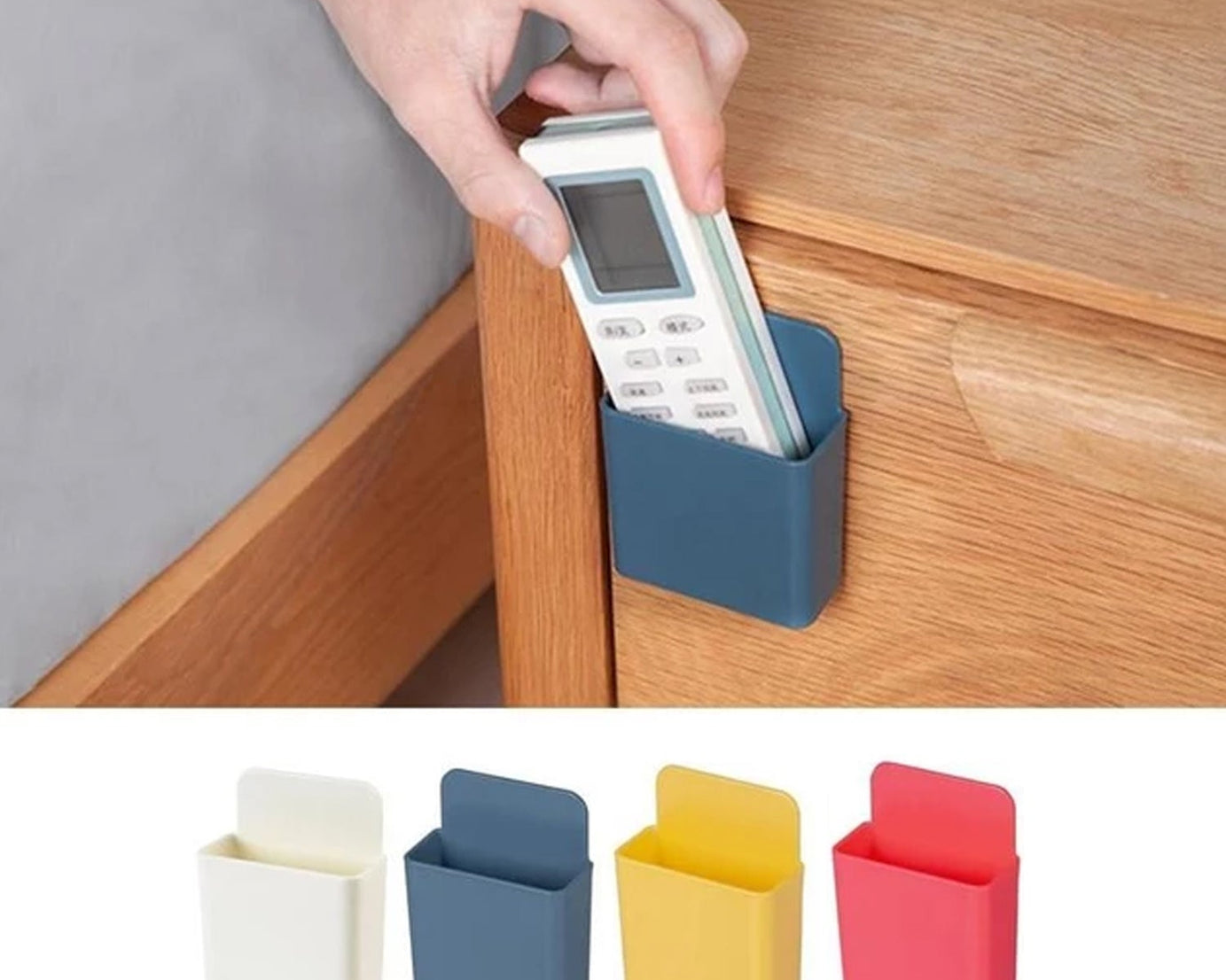 Wall-mounted storage case with charging port.