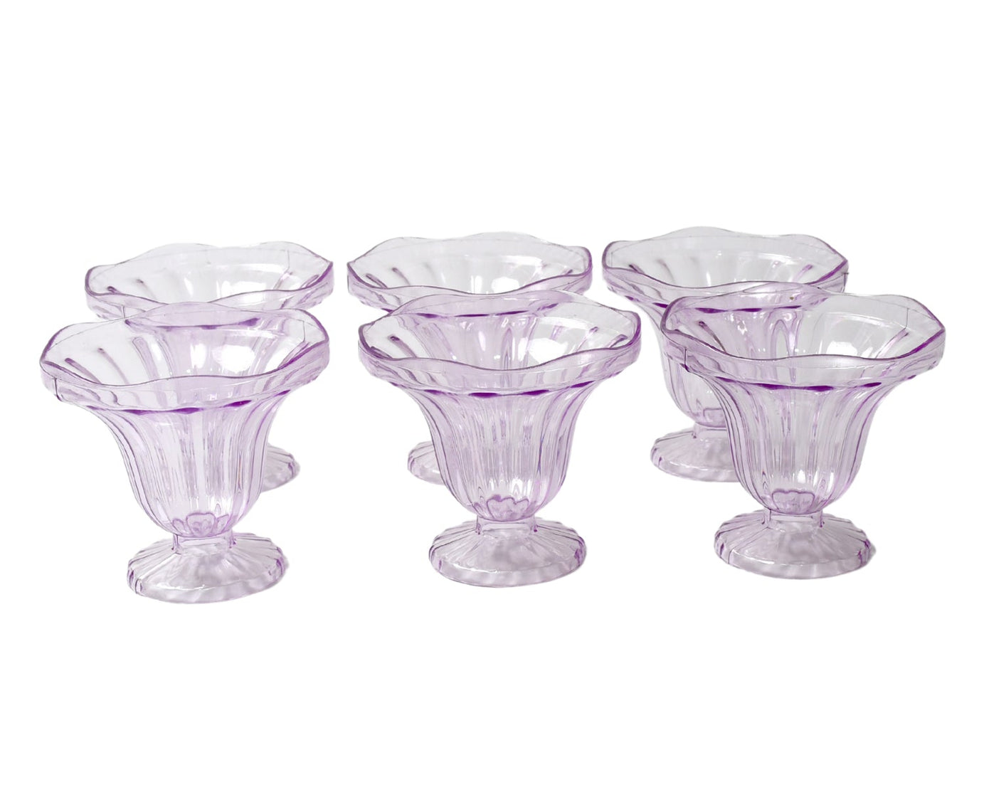 Crystal Plastic Ice-Cream Bowl, Home & Kitchen Serving Platter or Dessert Cup for Sundae, Sweets, Snacks, Fruit, Pudding, Nuts or Dip, Serving Bowls (Crystal Cups, Set of 6)