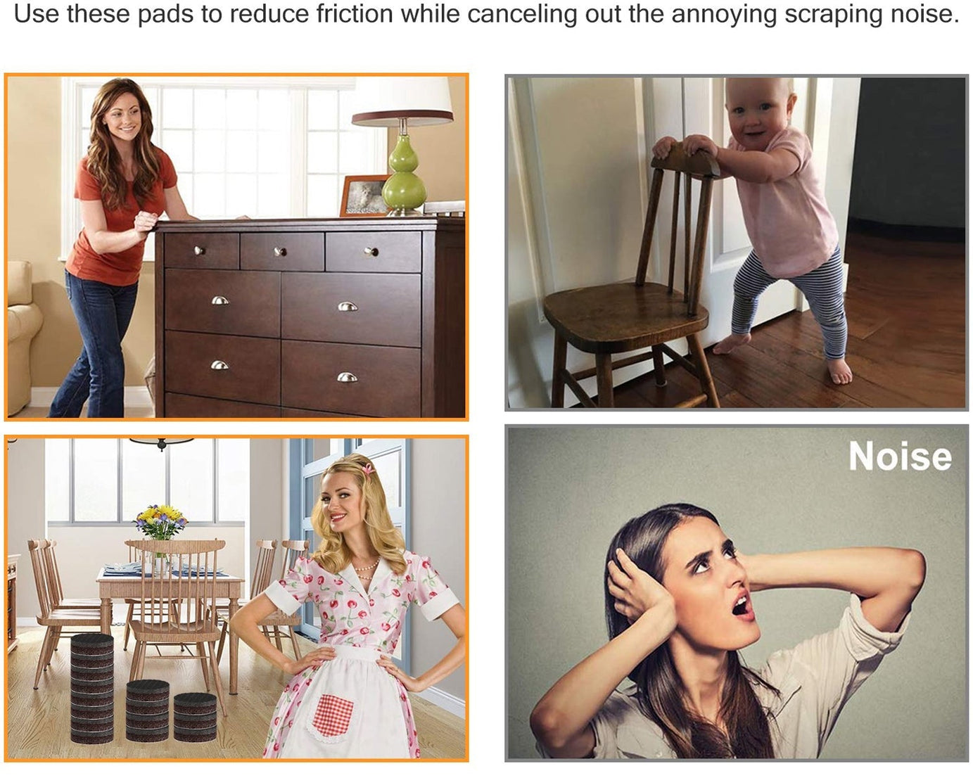 Furniture feet pad, self-adhesive, square