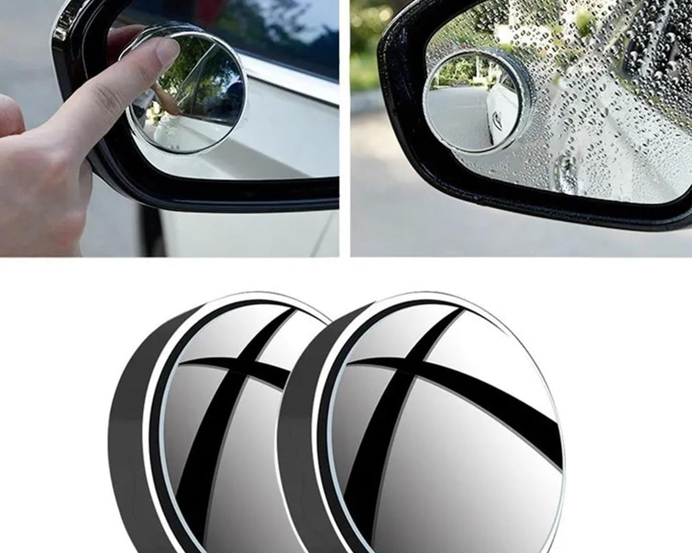 360DEGREE BLIND SPOT ROUND WIDE ANGLE ADJUSTABLE CONVEX REAR VIEW MIRROR - PACK OF 2