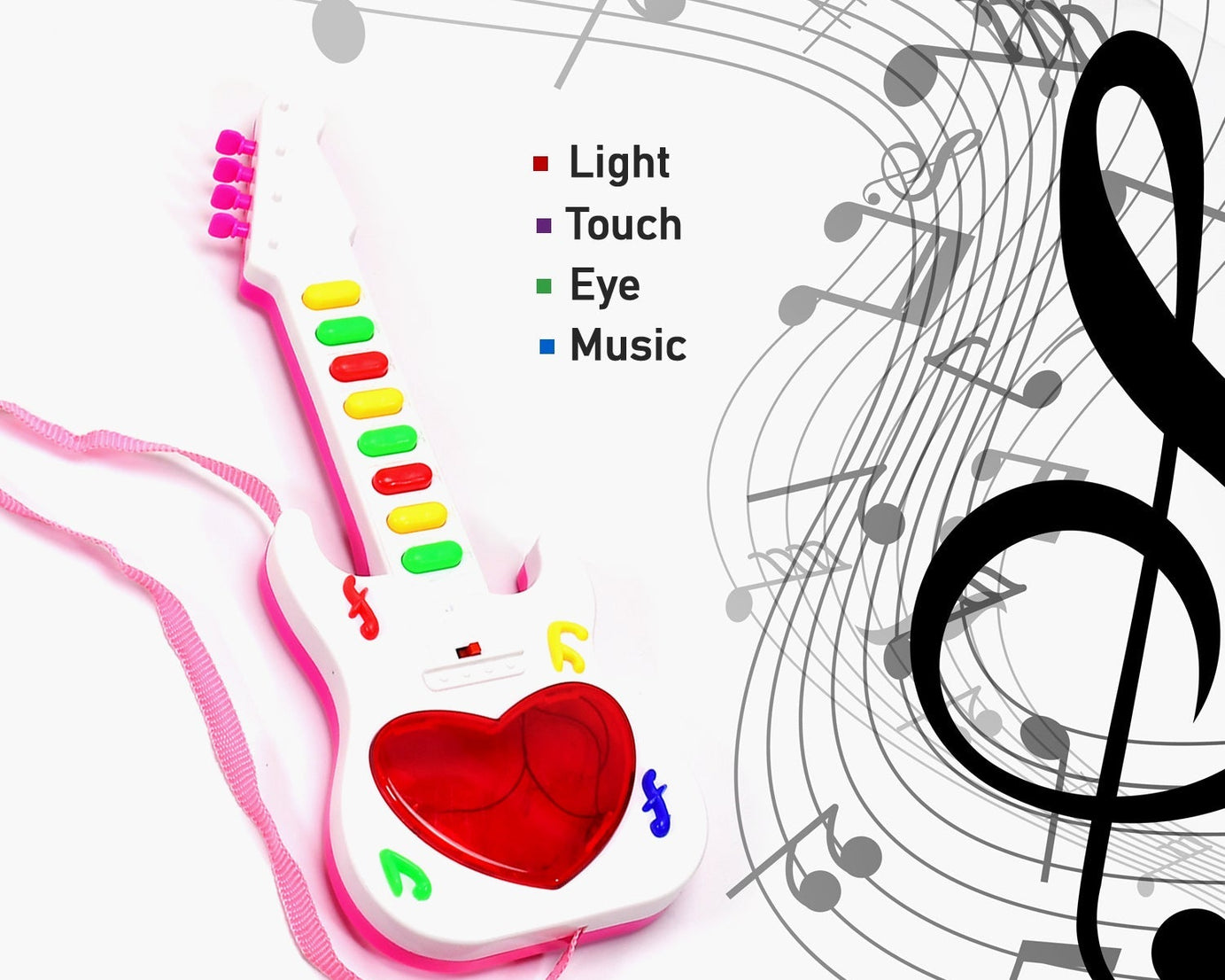 Battery operated mini guitar for kids.