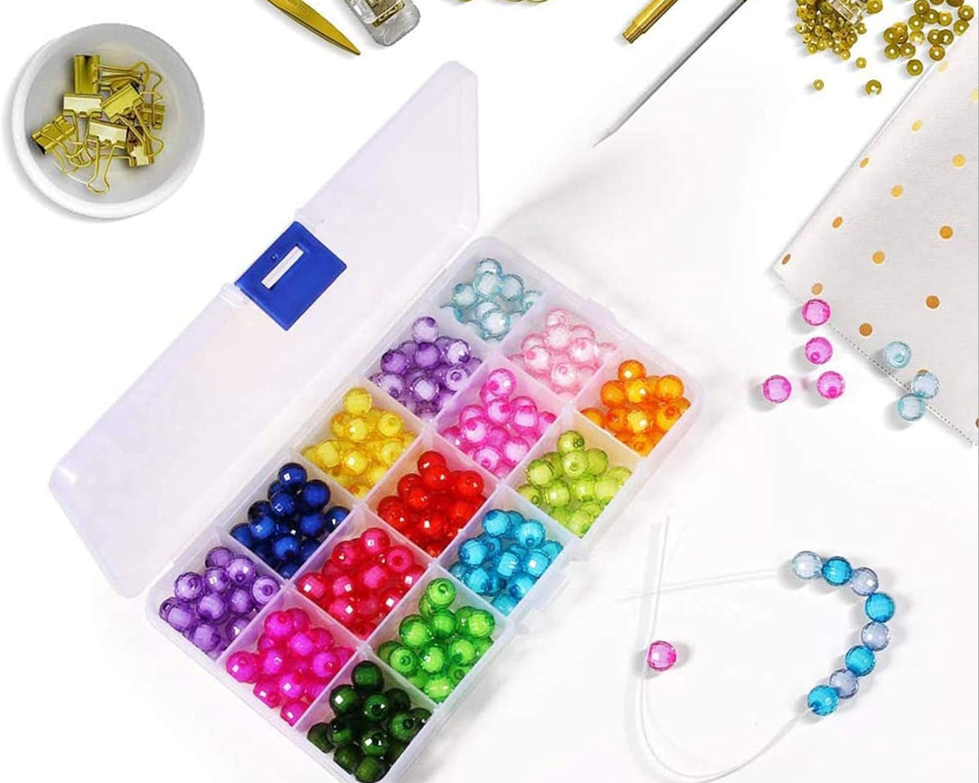 15 Grids Jewelry Organizer Plastic Jewelry Organizer Box Clear Jewelry Organizer Box Plastic Bead Organizers with Adjustable Dividers for Herbs Pills Bead, Jewelry, and Other Small Item (1 Pc)