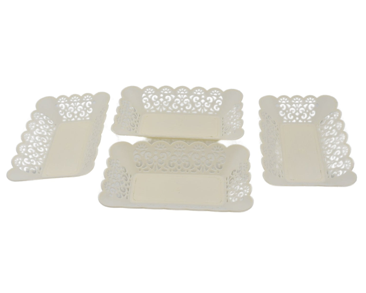 Rectangle Plastic Dinner Plate Snacks / Breakfast, Restaurant Serving Trays Home School Coffee Hotel Kitchen Office (8 Pcs Set)