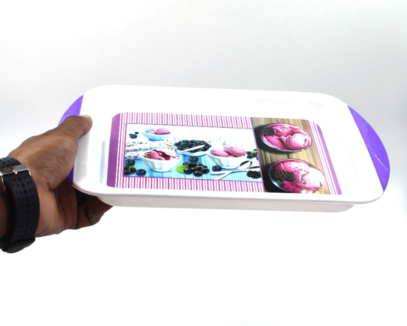 Compact plastic tray, ideal for kitchen and other general purposes.
