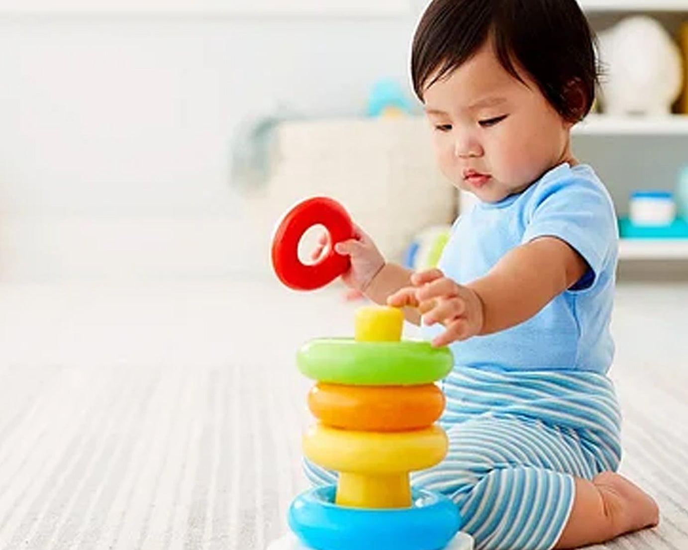 Plastic Baby Kids Teddy Stacking Ring Jumbo Stack Up Educational Toy 5pc