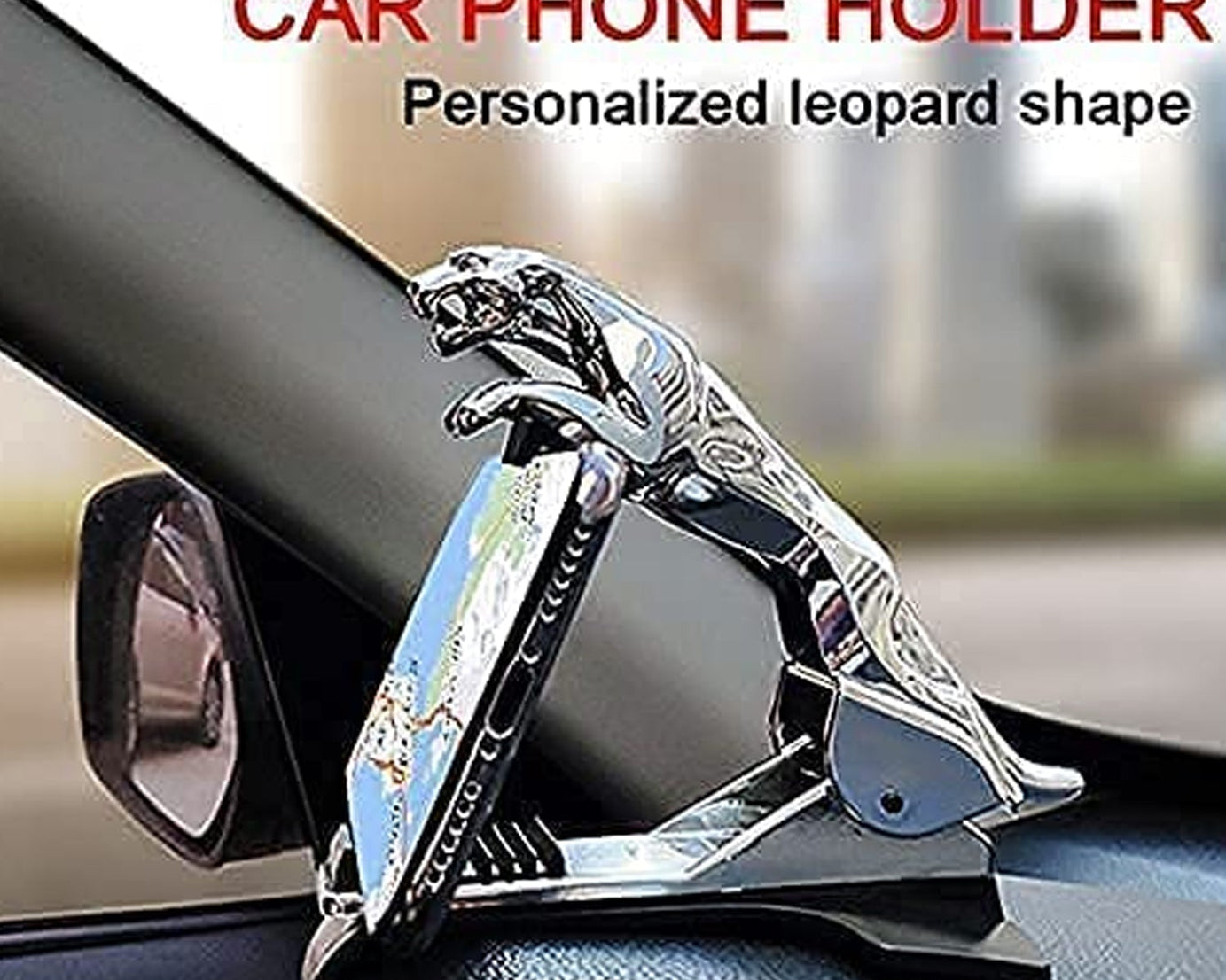 Car phone clip with jaguar design