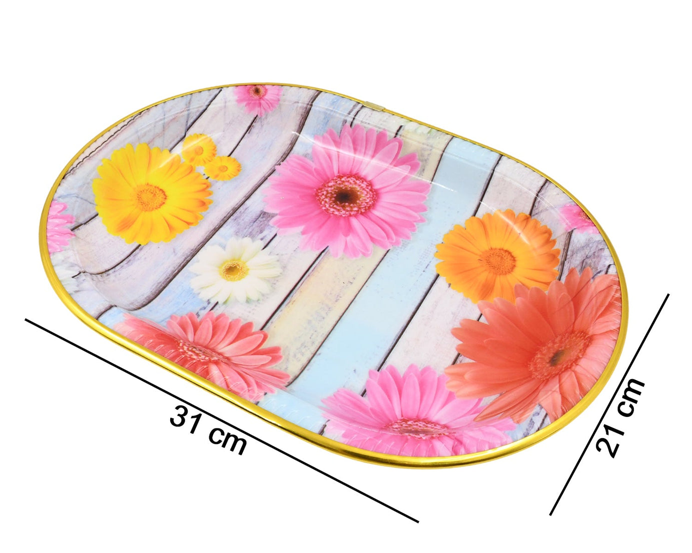 Medium Plastic Flower Printed Design Serving Tray