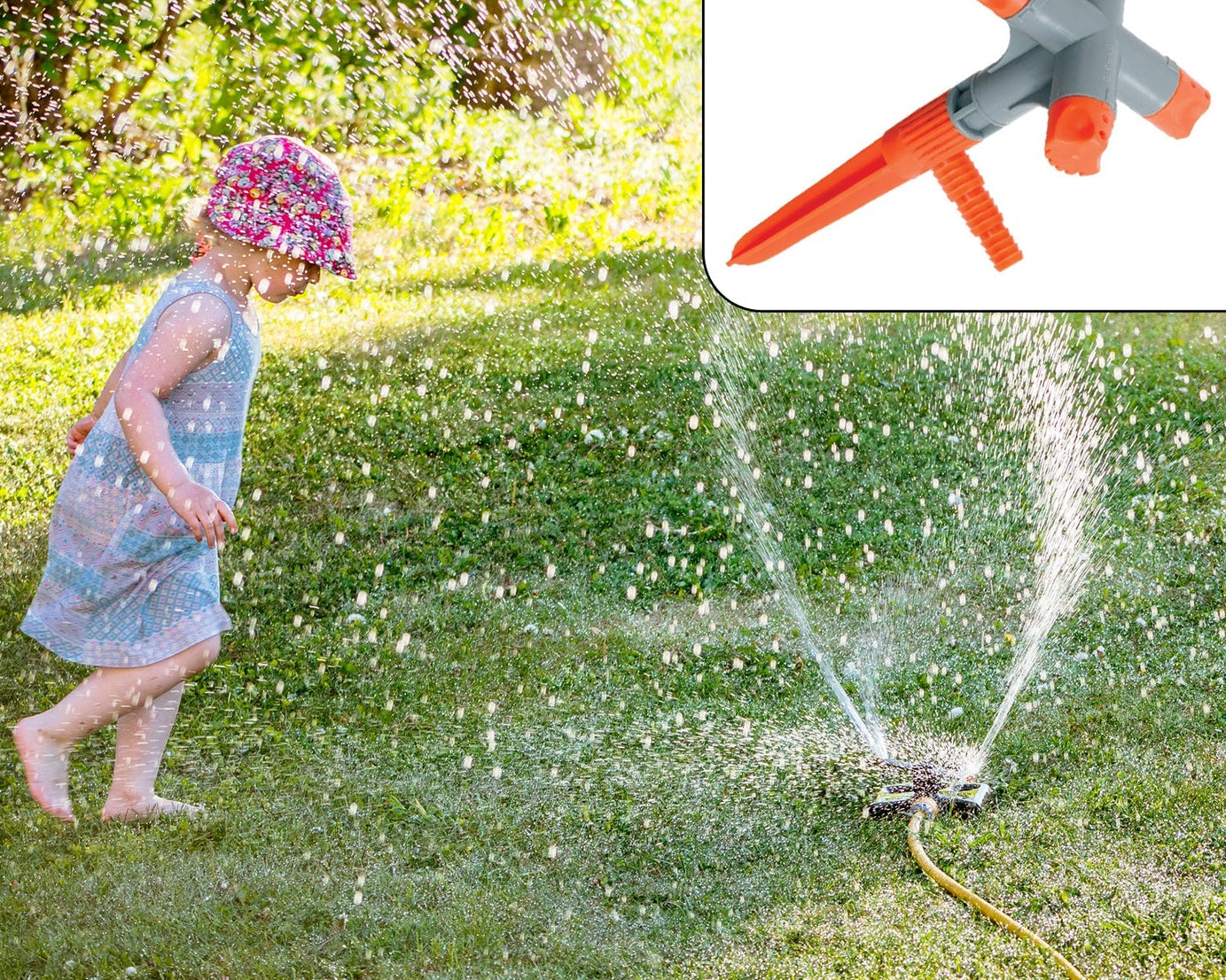 7537 Garden Sprinkler 360 ° Rotating Adjustable Round 3 Arm Lawn Water Sprinkler for Watering Garden Plants/Pipe Hose Irrigation Yard Water Sprayer 