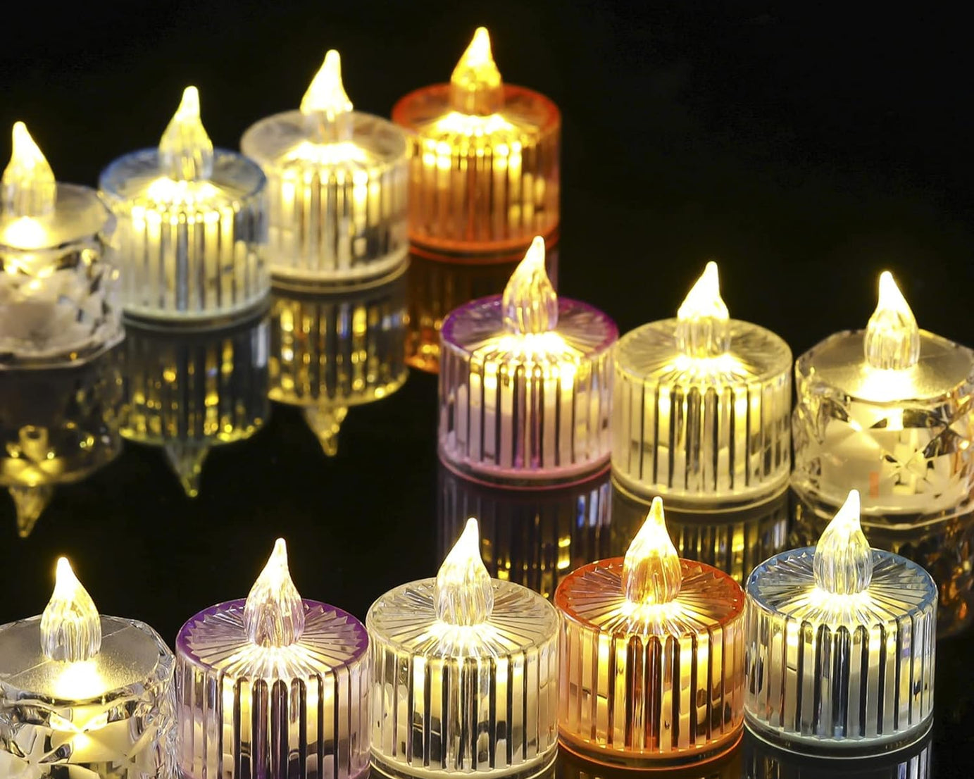 12 Pcs Flameless and Smokeless Decorative Acrylic Candles Transparent Led Tea Light Candle for Gifting, House, Diwali, Christmas, Festival, Events Decor Candles