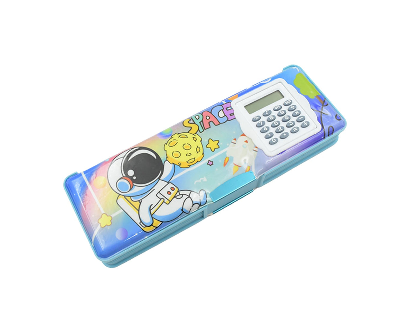 Double Sided Magnetic Geometry Box, Pencil Box with Calculator for Boys Art Plastic Pencil Box  for Girls and Boys