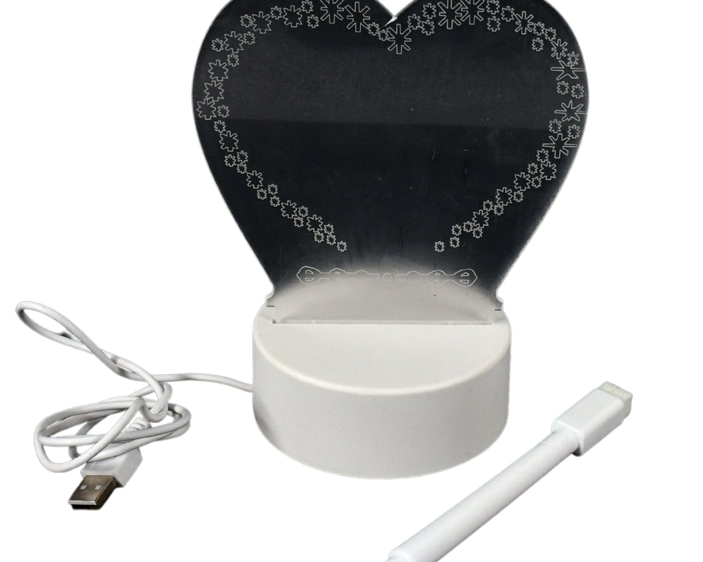 Creative Visualization Lamp 3 D Acrylic Decorative Lamp for Creative Keeps Notes Drawing Table Lamp for Home Decor / Bedroom / Gift / Office Decoration / Erasable Board (Heart-Shape / 1 pc)