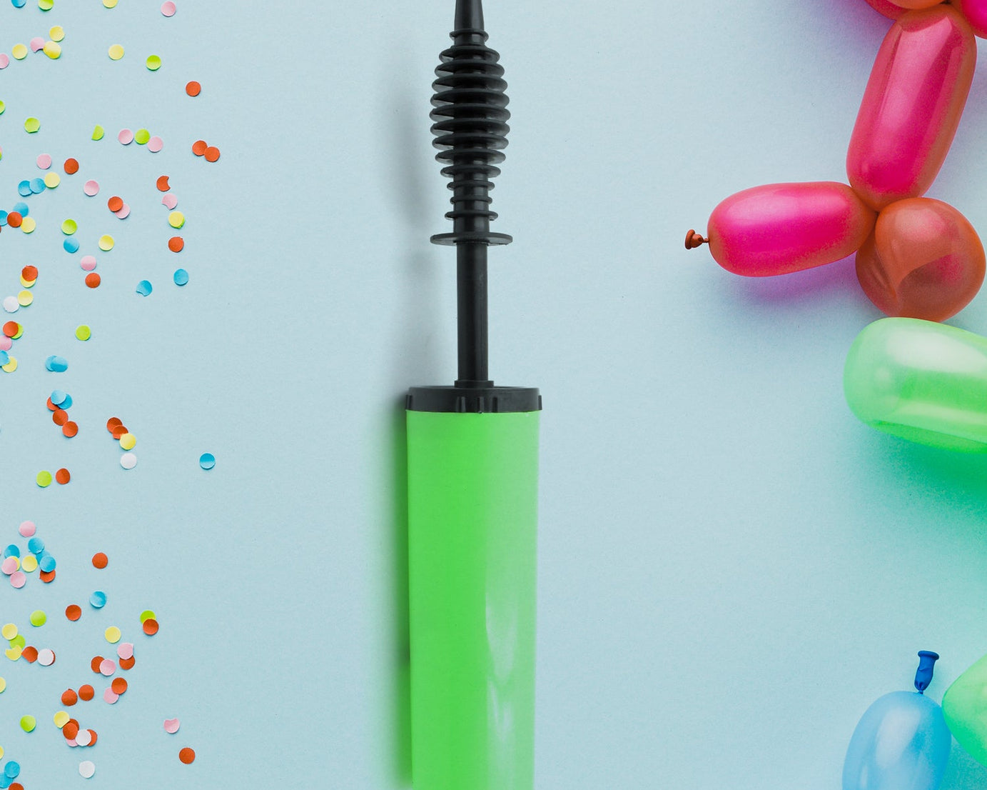 Handy air pump for foil balloons and toys.