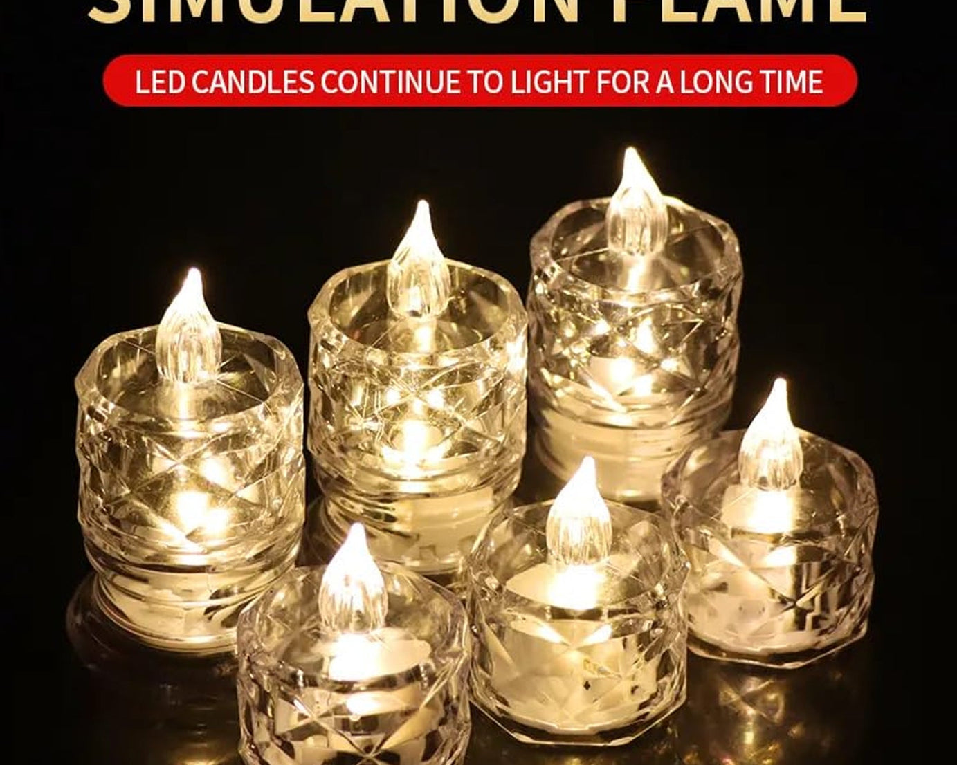 12 Pcs Flameless and Smokeless Decorative Acrylic Candles Transparent Led Tea Light Candle for Gifting, House, Diwali, Christmas, Festival, Events Decor Candles