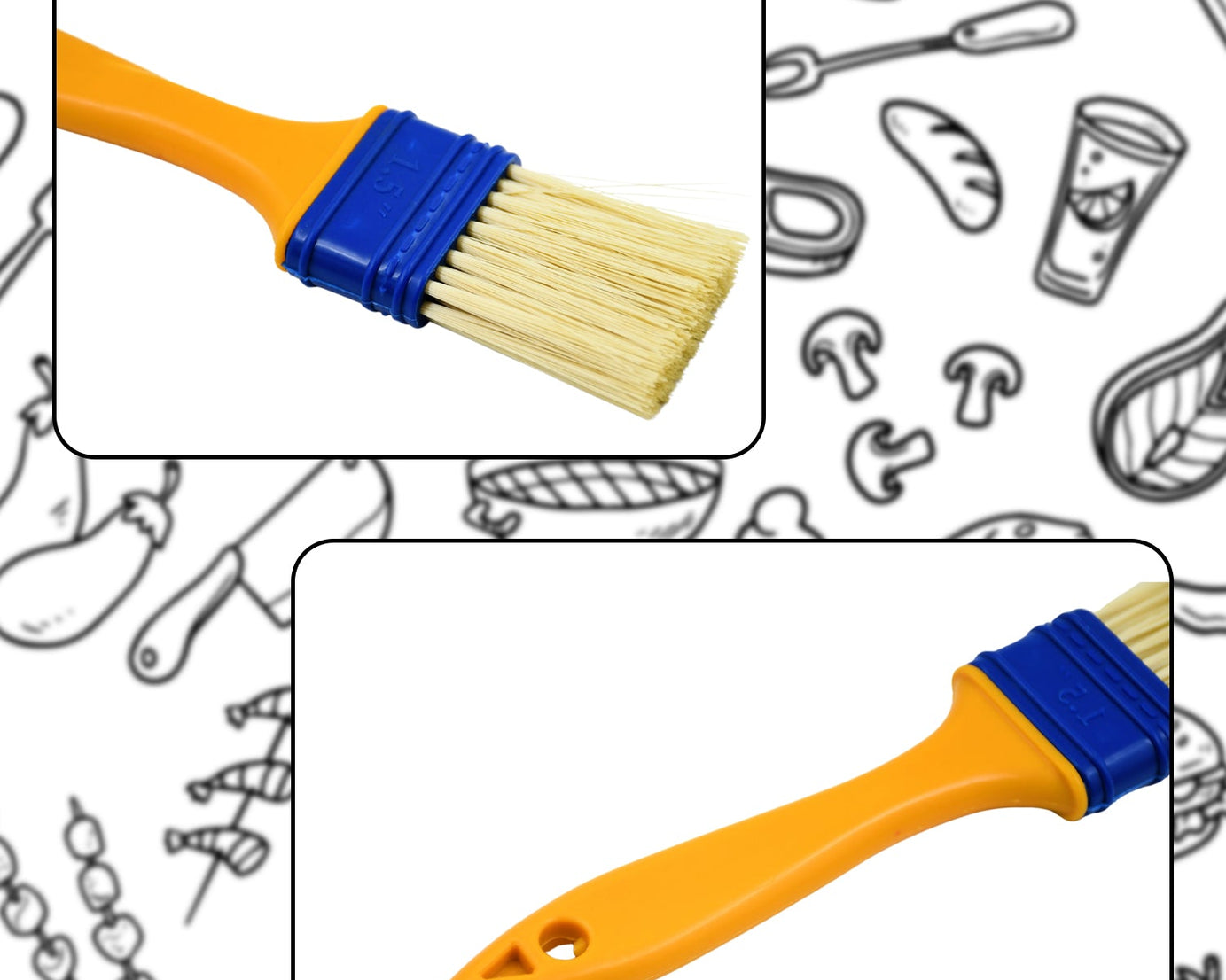 8721 Multifunction Basting Brush for Cooking Pastry Brush Baking Food Butter Brush Dusting Brush for Cooking Grease Brush for Baking Dishwasher Safe Grilling / Hairbrush / Corn (2 Pcs Set)