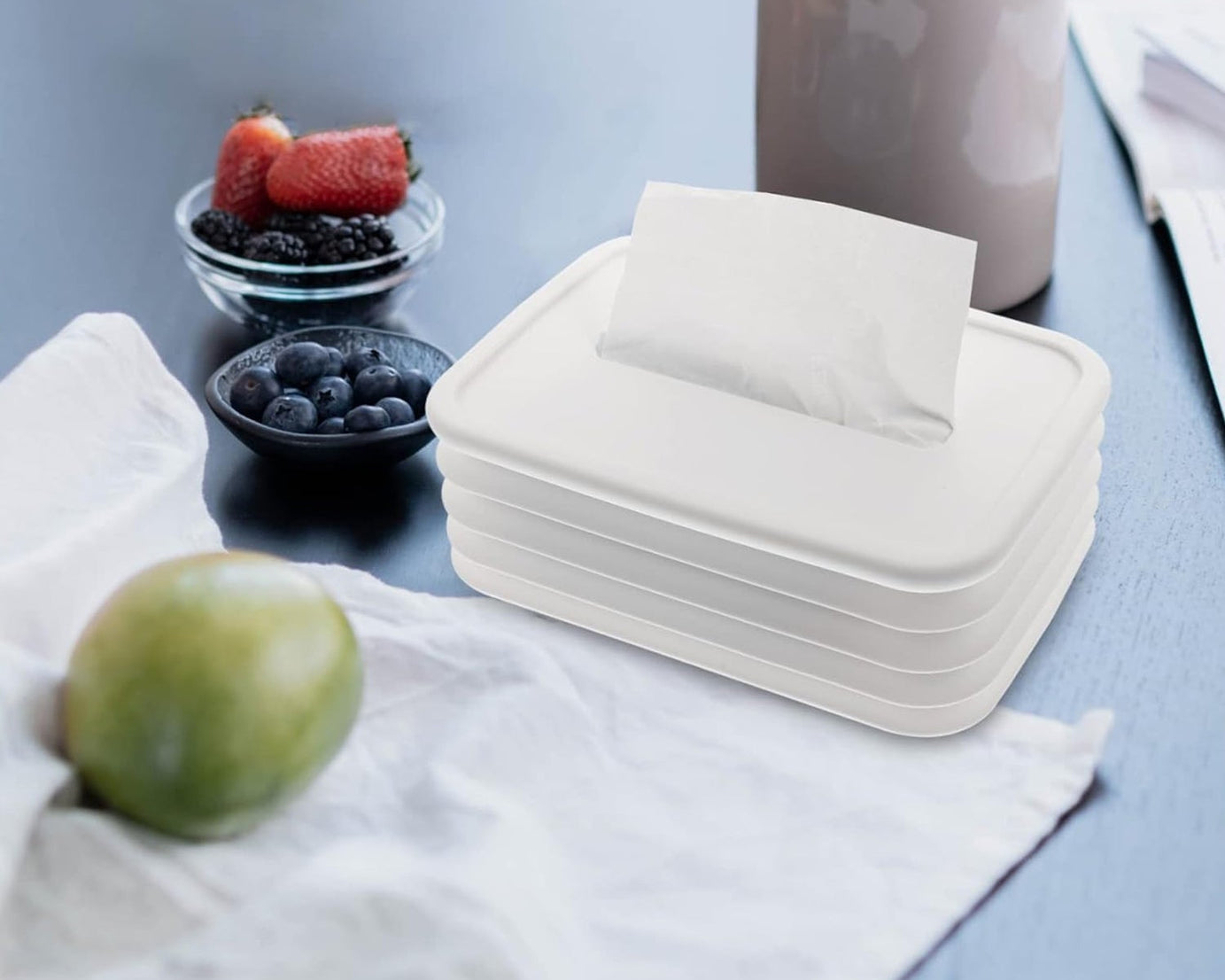 Tissues Holder Silicone Simple Tissue Box Tissues Cylinder Tissues Cube Box Tissue Holder for Bathroom Office Car Bedroom for Bathroom Room Office Car