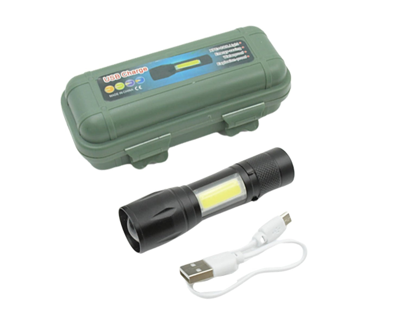 LED Flashlight Rechargeable USB Mini Torch, Ultra Brightest Zoom Flash Light Handheld Pocket Compact Portable Tiny Lamp with COB Side Lantern, High Power Tactical Travel Emergency Flashlights