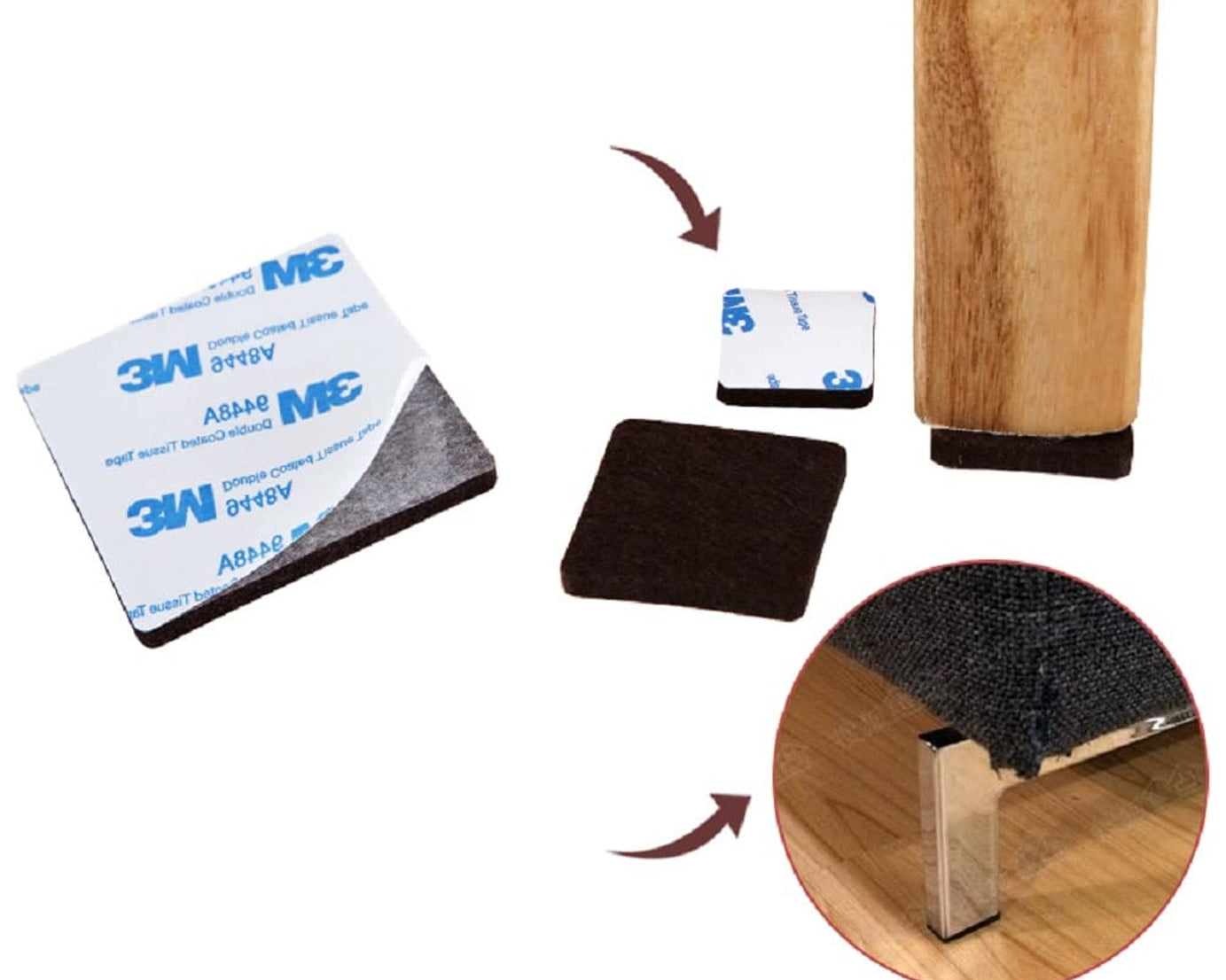9030 Furniture Pad Square Felt Pads Floor Protector Pad For Home & All Furniture Use