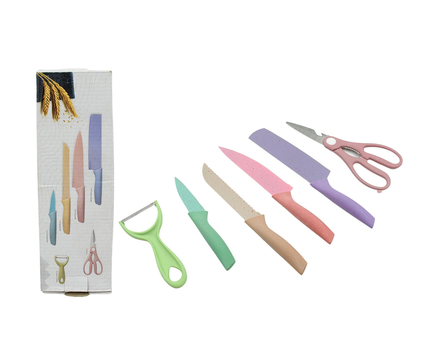 Corrugated 6Pc Kitchen Knife Set Professional Box Knife Set 6 Piece Forged Kitchen Knives with Box.