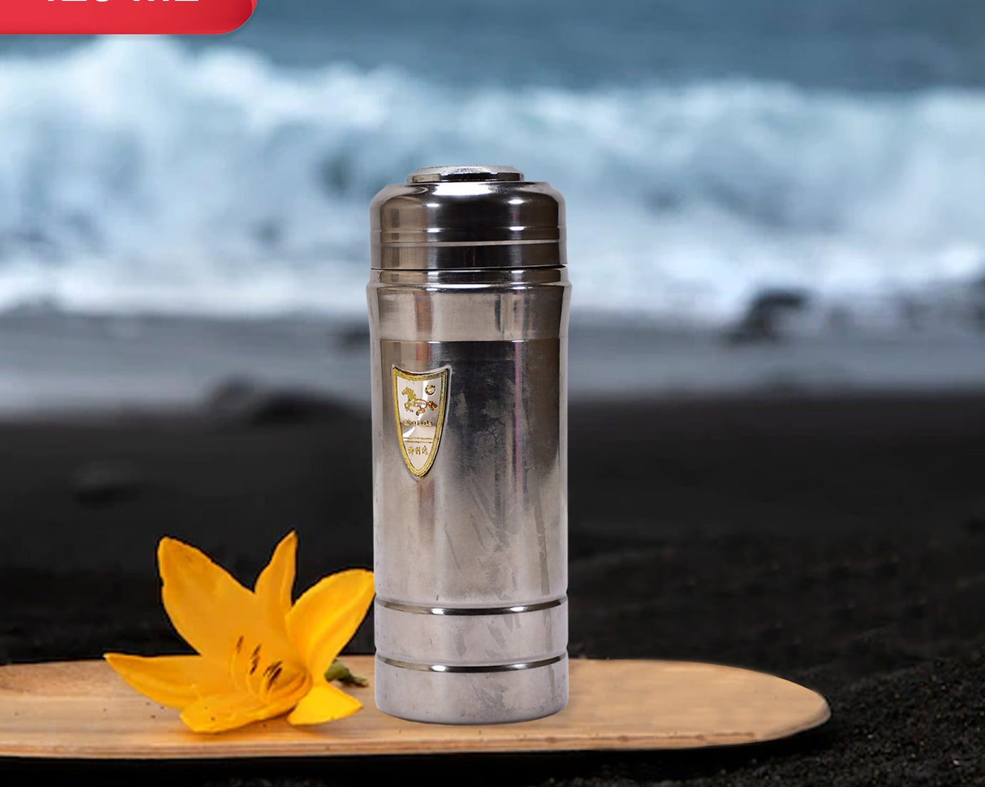 Insulated flask with lid, stainless steel