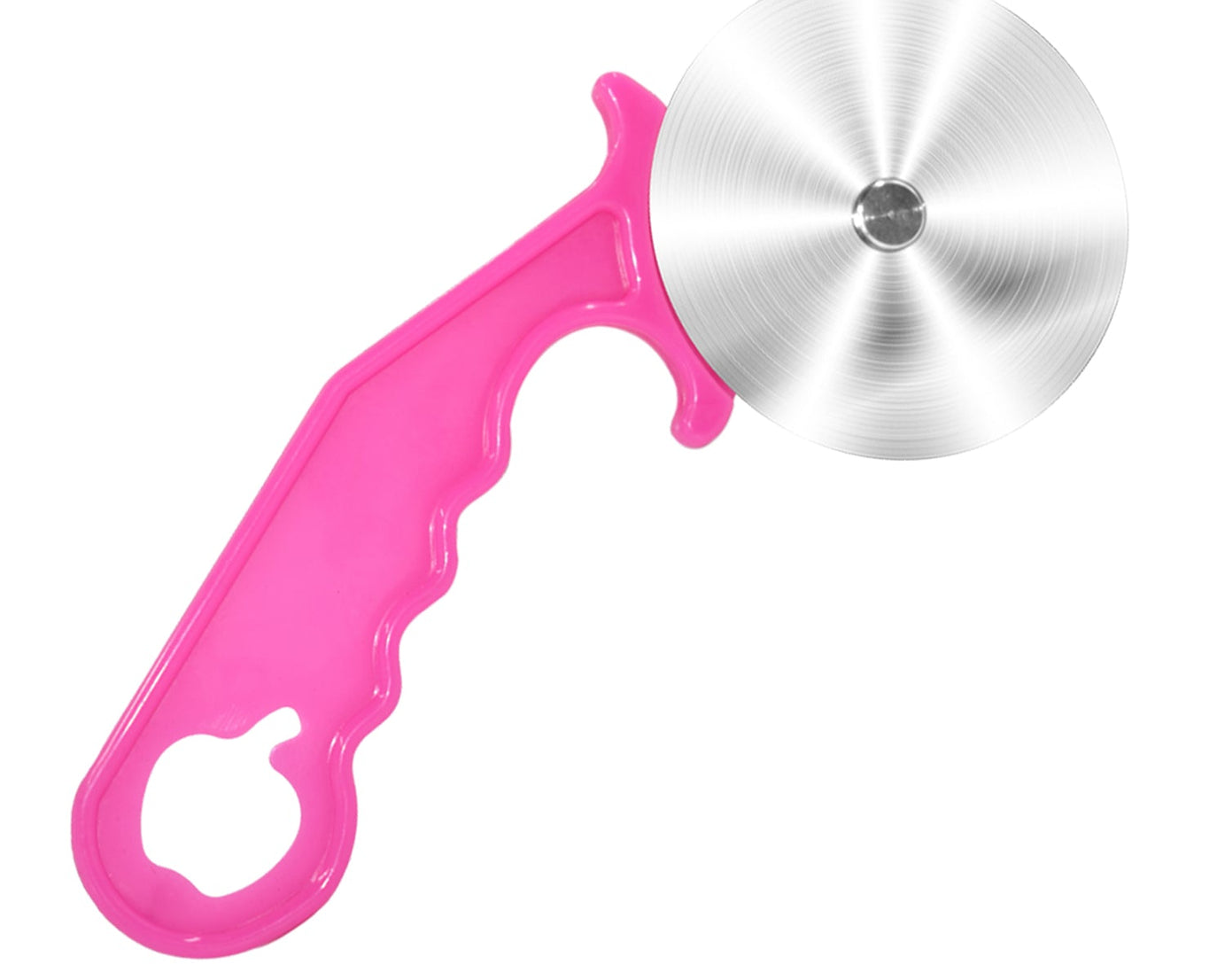 Pizza and pastry cutter made of stainless steel.