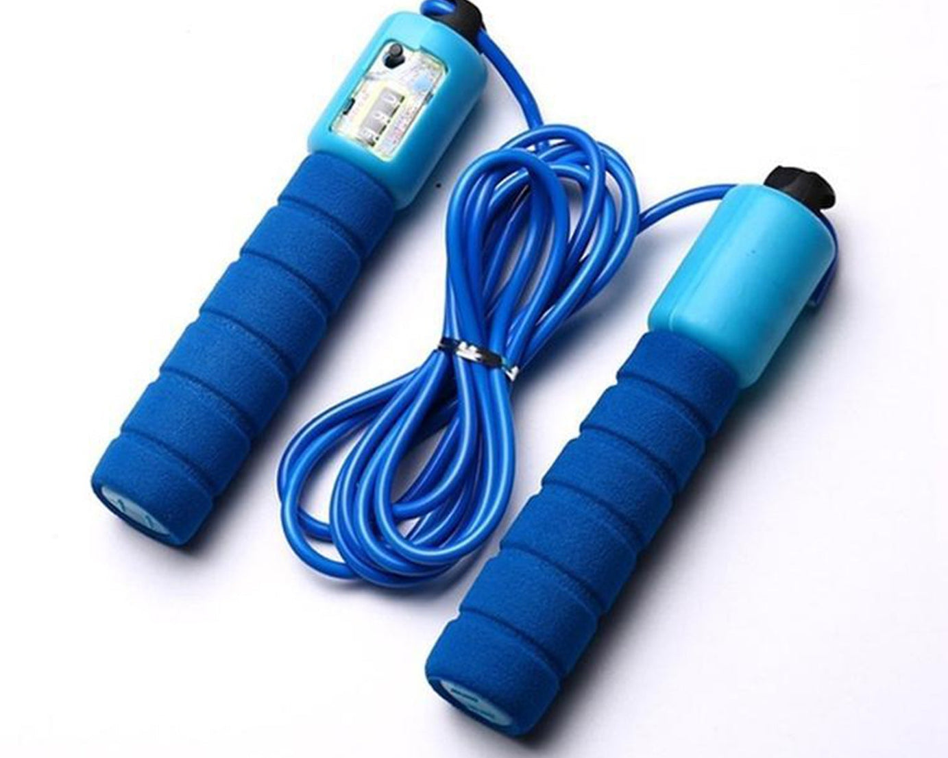 Skipping rope with electronic counter for exercise.
