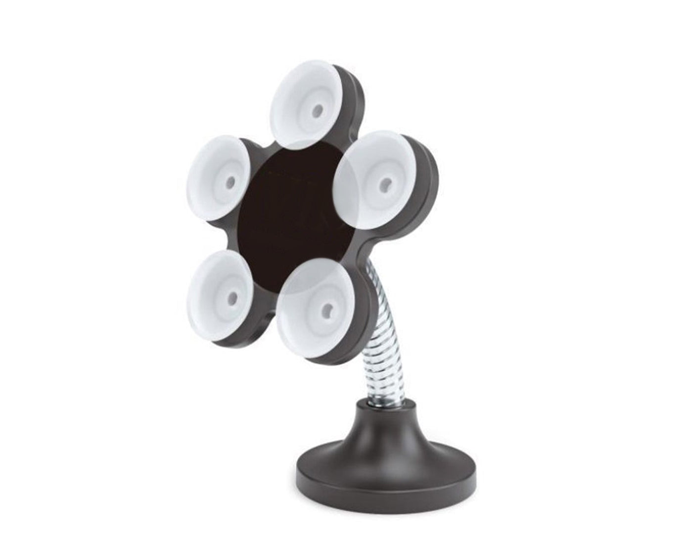 Flower-shaped cellphone mount with suction cup.