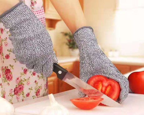 Multicolor cut-resistant gloves for hand protection.