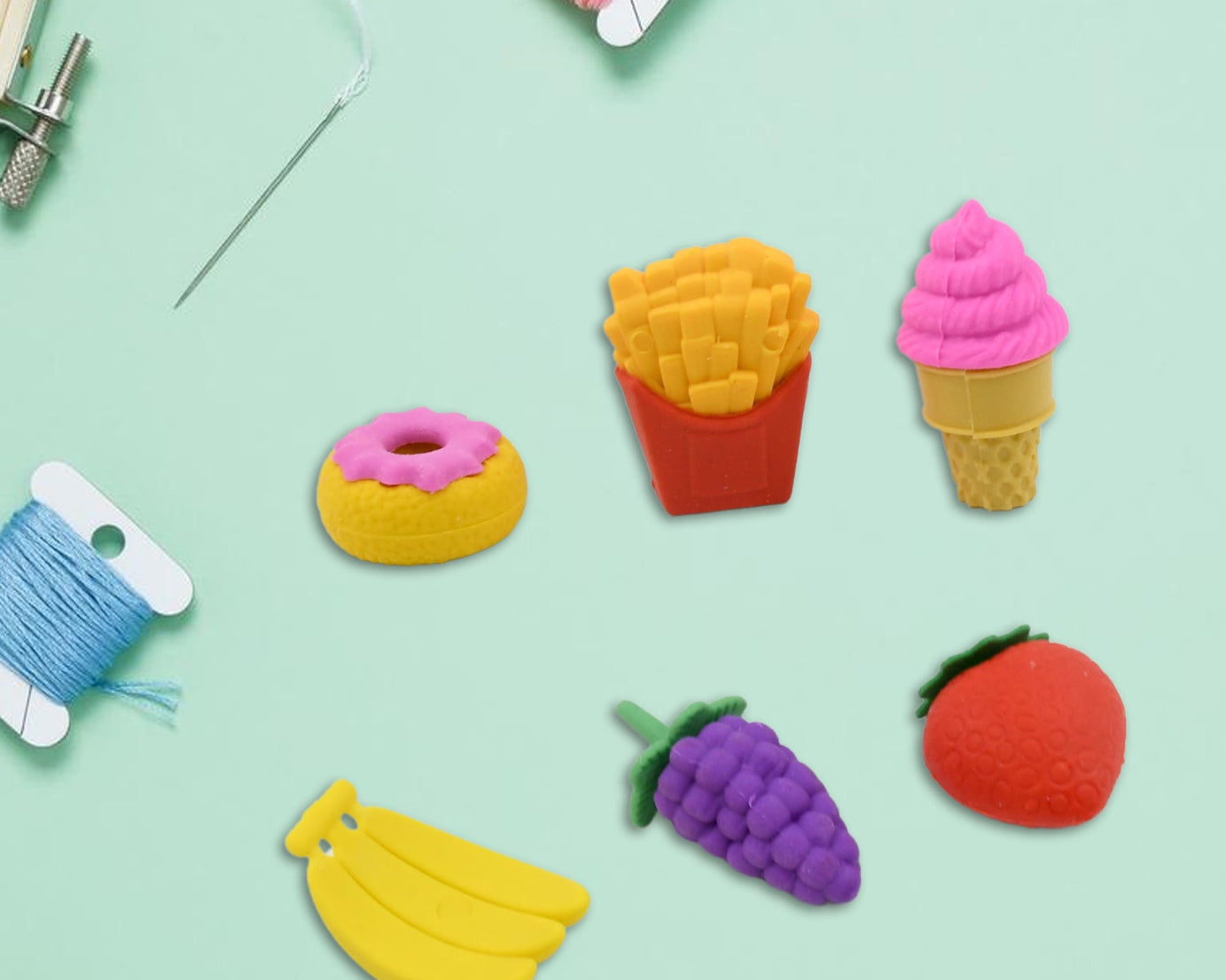 3D Food Fancy & Stylish Colorful Erasers, Mini Eraser Creative Cute Novelty Eraser for Children Different Designs Eraser Set for Return Gift, Birthday Party, School Prize (1 Set / Mix Design & Color)