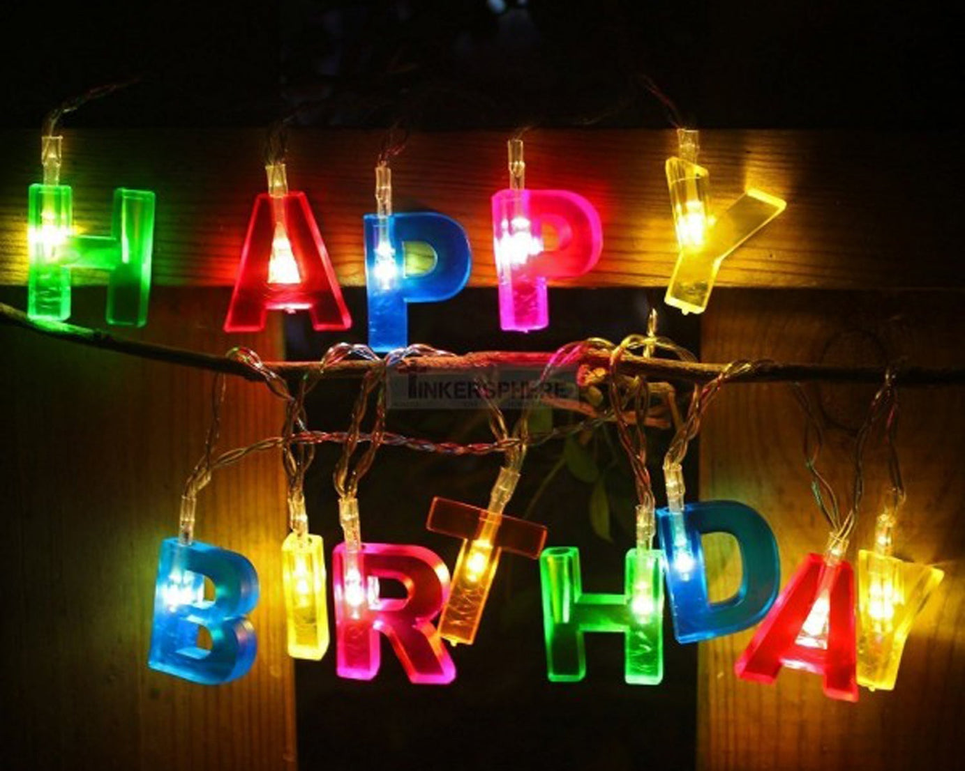 LED Happy Birthday string lights, multicolor, battery-operated