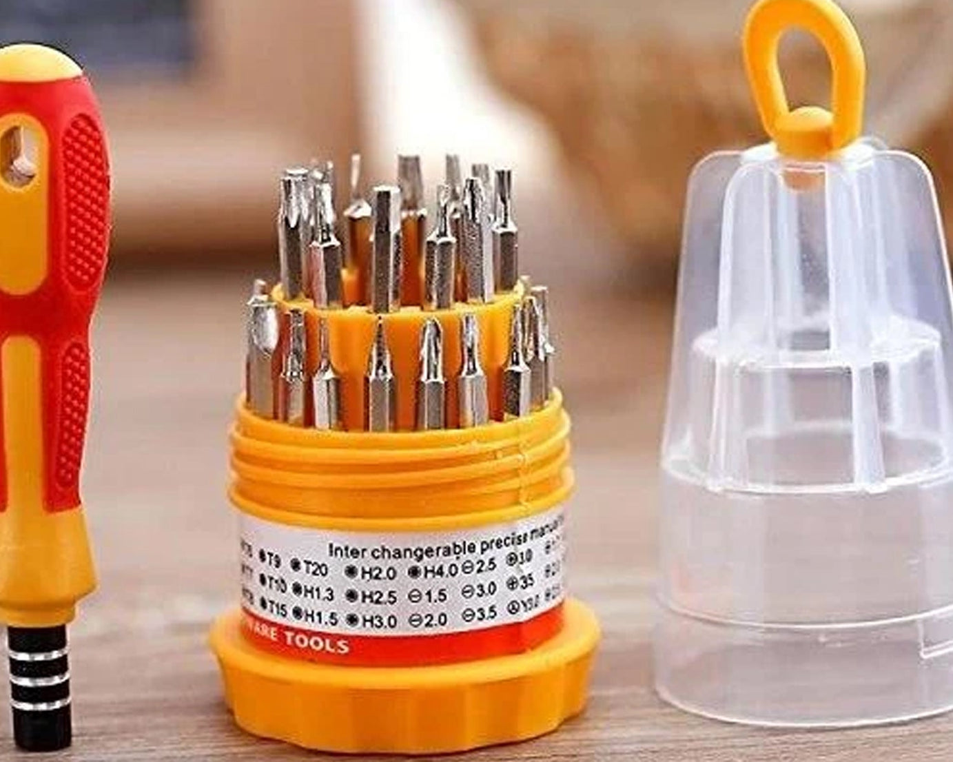 Comprehensive screwdriver kit with magnetic bits.