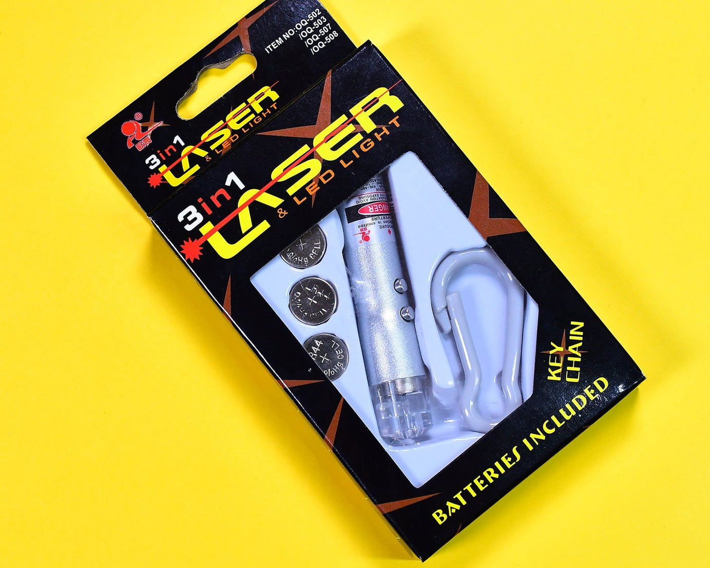 LED flashlight and laser pointer keychain