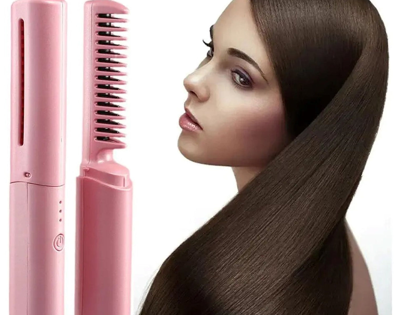 Rechargeable Mini Hair Straightener, Travel Portable USB Charging Cordless Hair Straightener Bursh, Three Temperature Adjustments Flat Iron Comb (1 Pc)