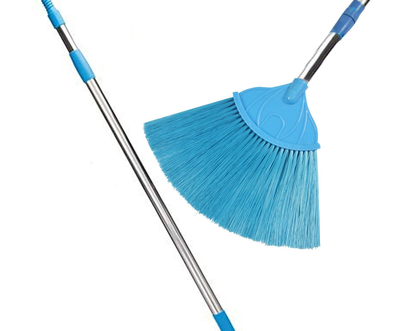 Grey broom with a long handle