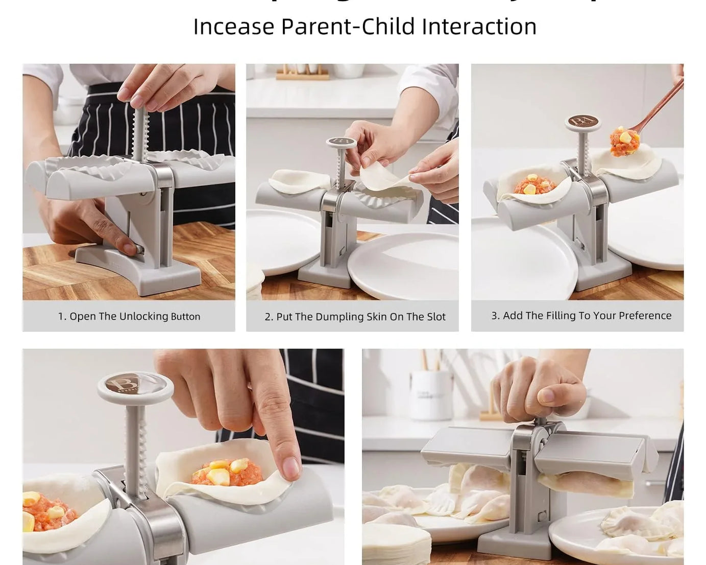 DUMPLING MAKER MOLD,DOUBLE HEAD DUMPLING MOLD WRAP TWO AT A ONE TIME,HOUSEHOLD DUMPLING MAKER MOULD,EASY-TOOL FOR MAKING DUMPLINGS,DUMPLING PRESS MOLD KITCHEN ACCESSORIES (Brown Box)