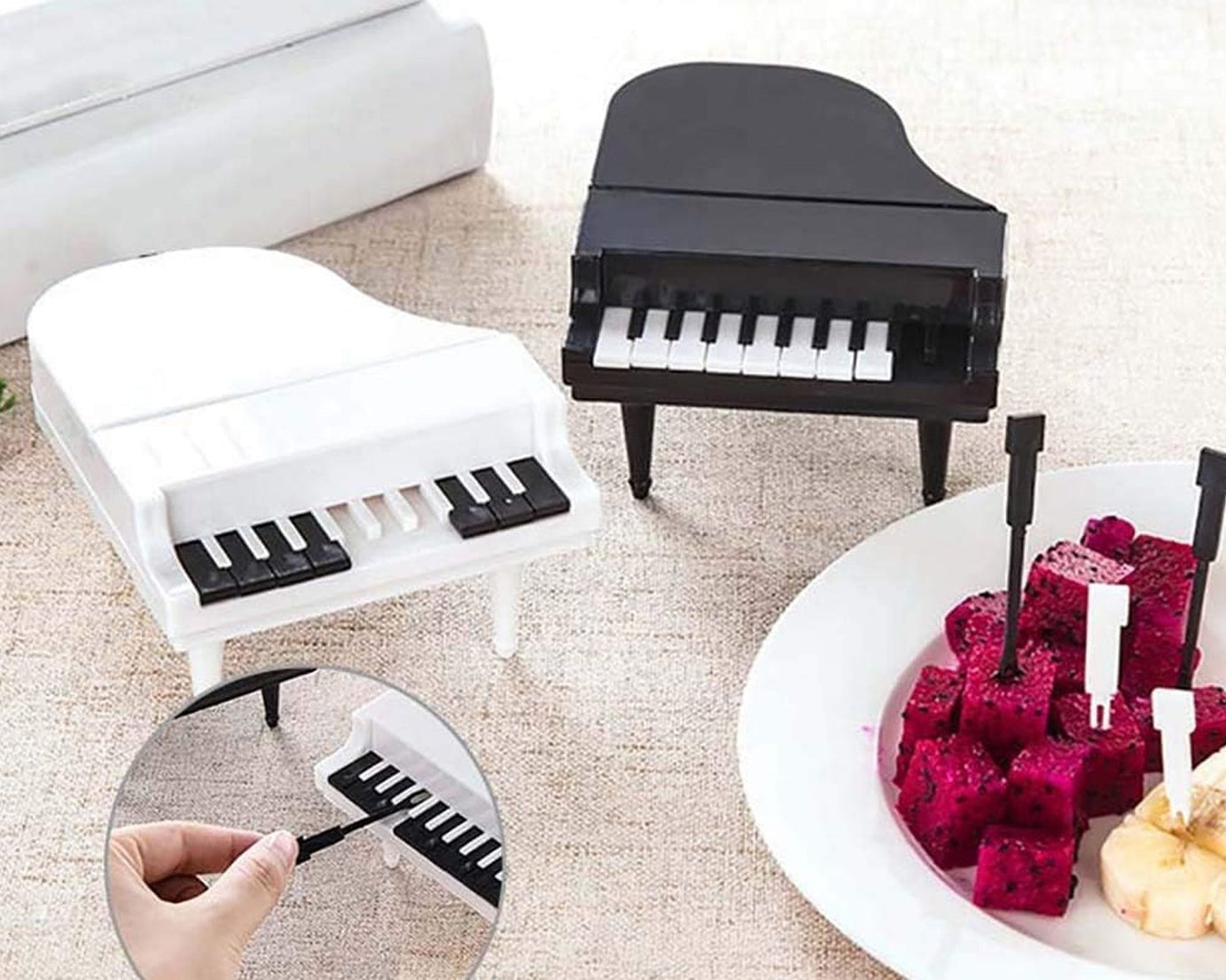 5538 10Pcs/Lot Creative Piano Fruit Forks Set Food Sticks for Dessert Fruit Snack Picking Kitchen Dining Tools (10 Pc Set)