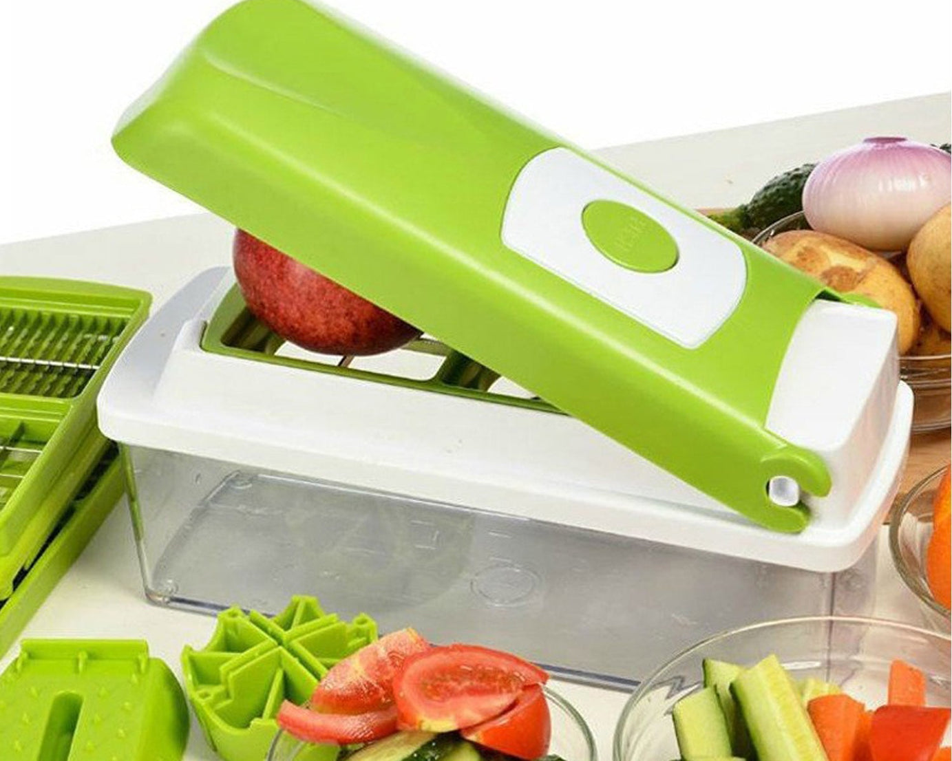 Manual 13-in-1 vegetable grater with different cutting surfaces