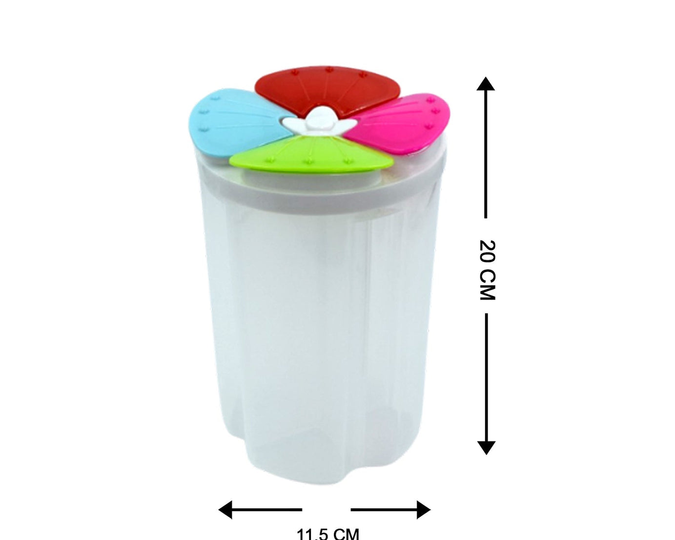 Transparent airtight container for food with 4 sections