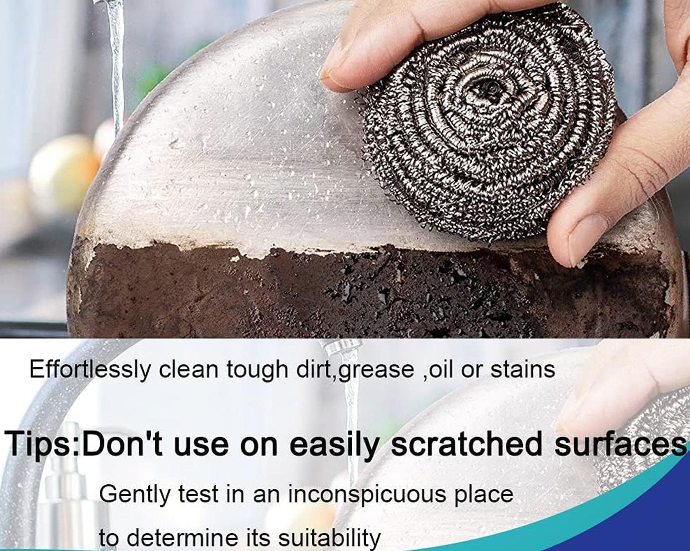 Kitchen Cleaning Tool Set Microfiber Kitchen Utensils High Performance Scouring Sponge Set Dish Sponge, Stainless Steel Scouring Pad (6 Pcs Set)