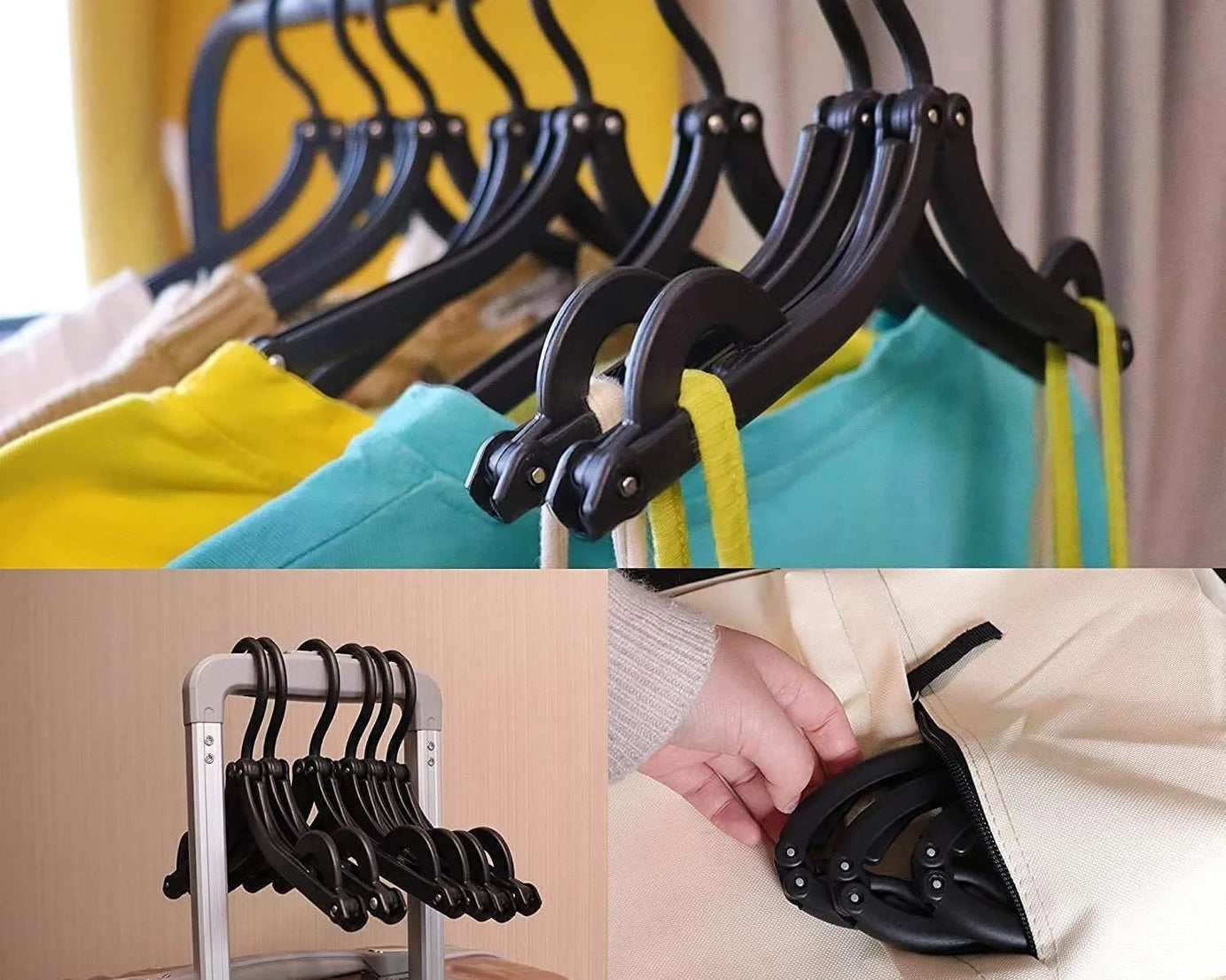 Travel Hangers, Portable Folding Clothes Hangers for Scarves Suits Trousers Pants Shirts Socks Underwear Travel Home Foldable Clothes Drying Rack