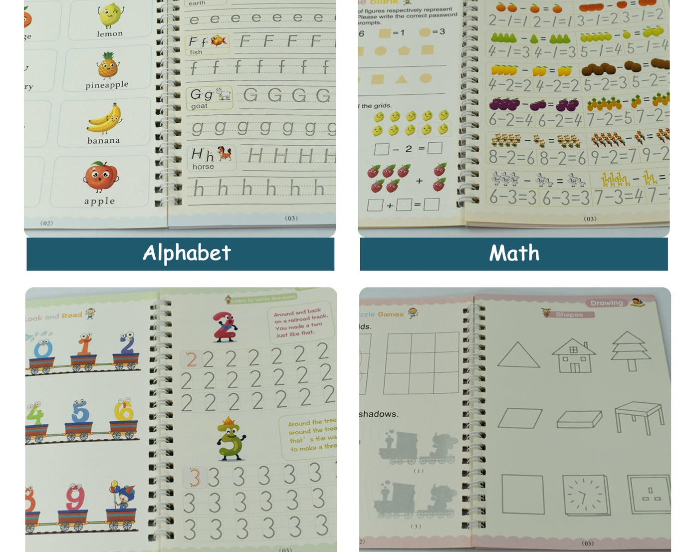 Magic copybooks for kids' learning and practice