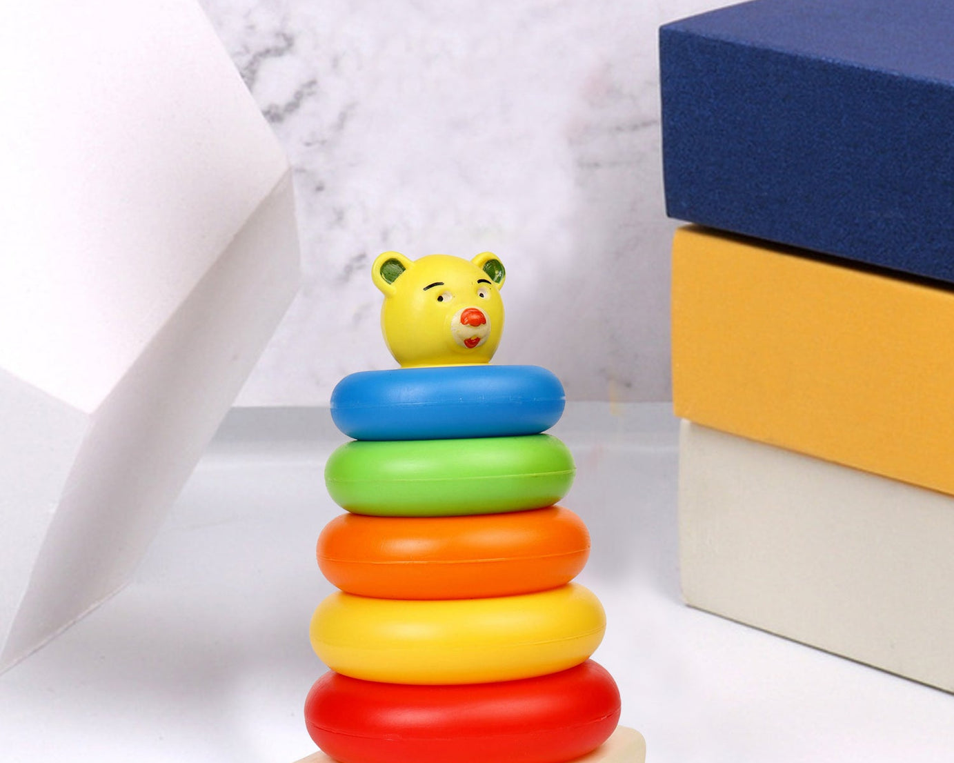 Plastic Baby Kids Teddy Stacking Ring Jumbo Stack Up Educational Toy 5pc