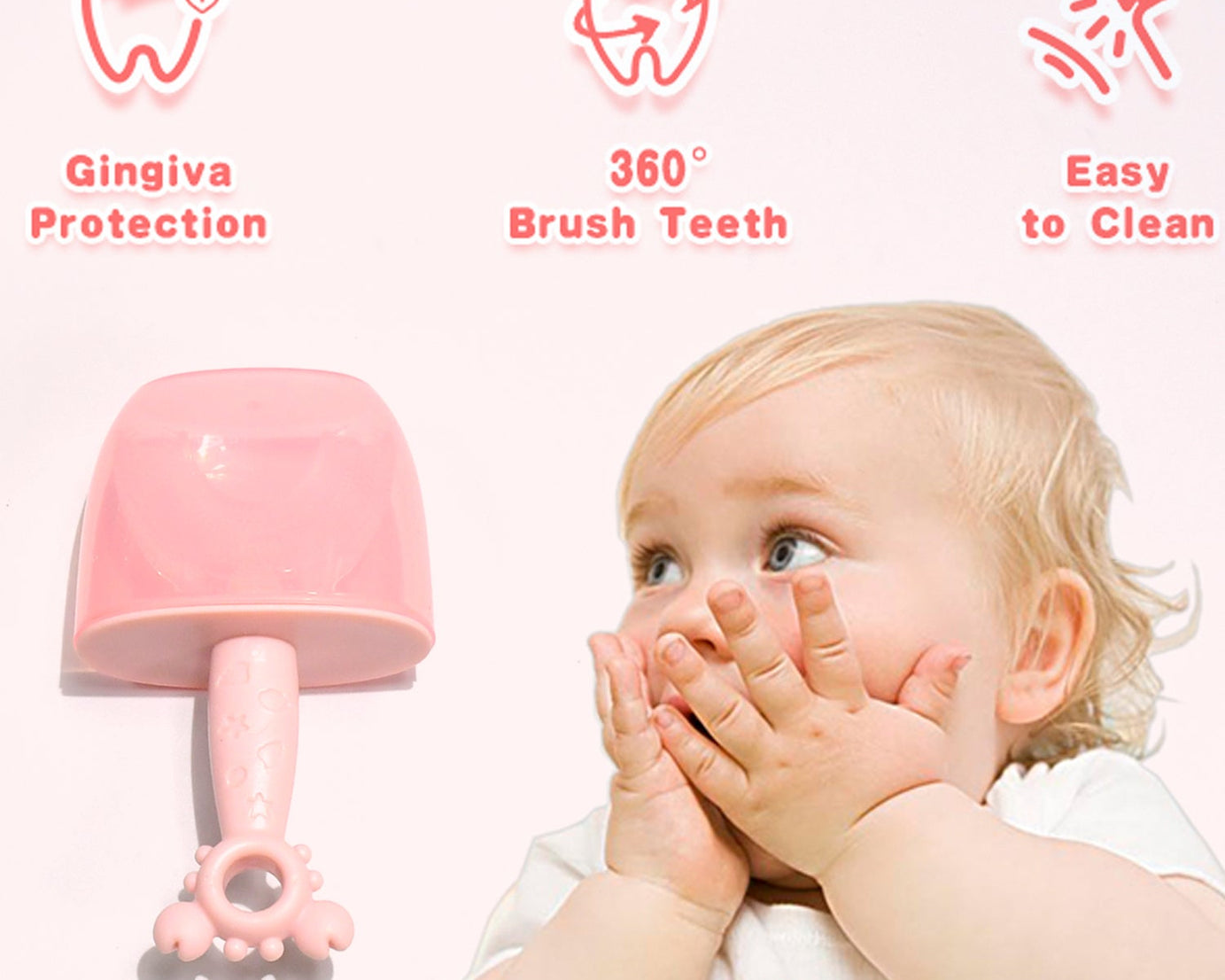 Kids U Shaped Toothbrush Children Baby Silicone Kids Toothbrush U Shaped Silicone Brush Head for 360 Degree Cleaning Suitable For 2-6 Years (1 Pc)
